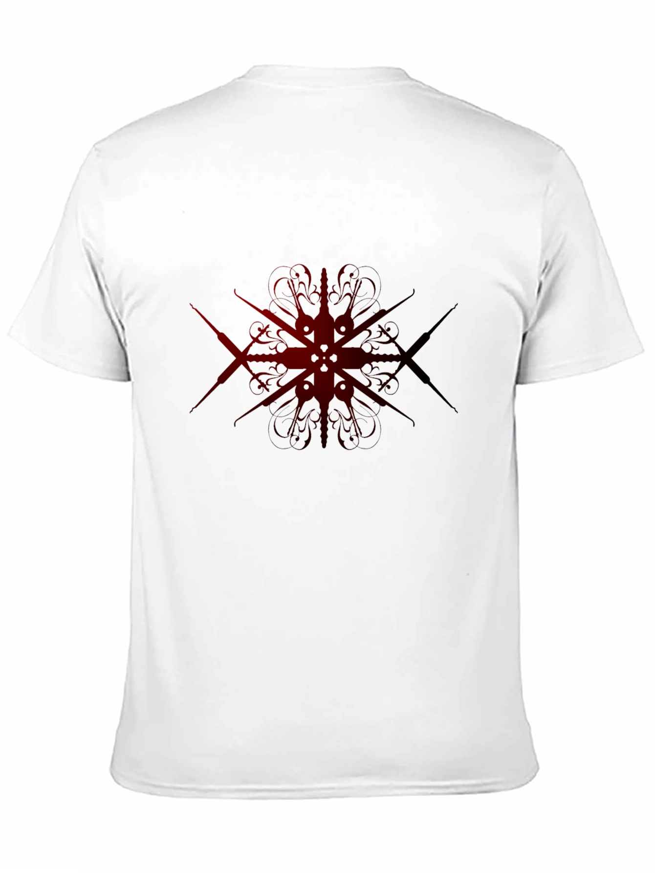 Dark Red Geometric Design Black T-Shirt