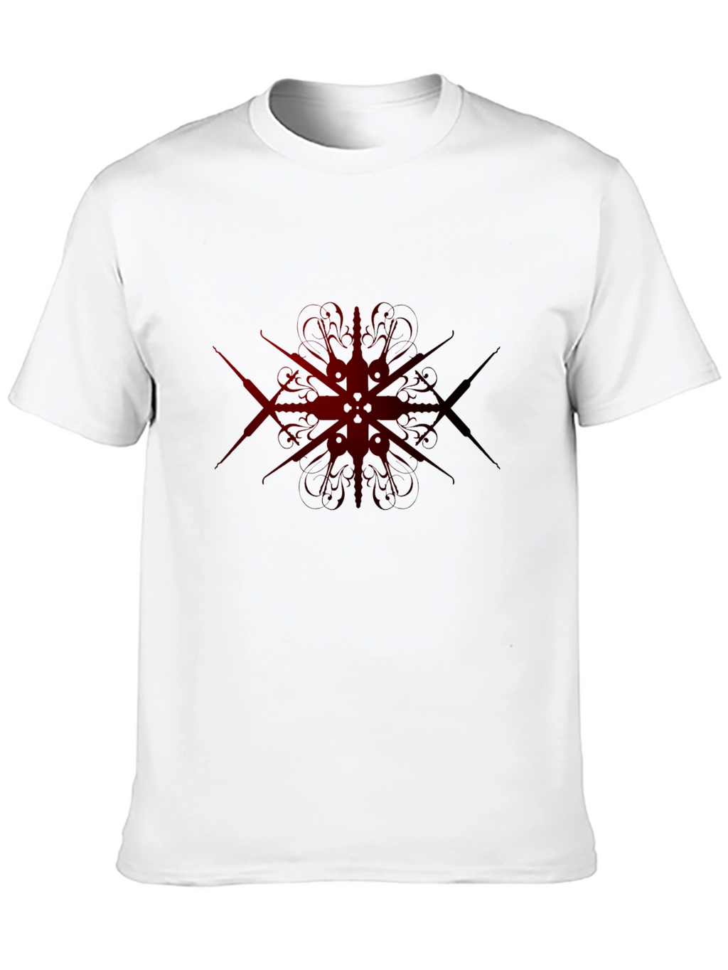 Dark Red Geometric Design Black T-Shirt