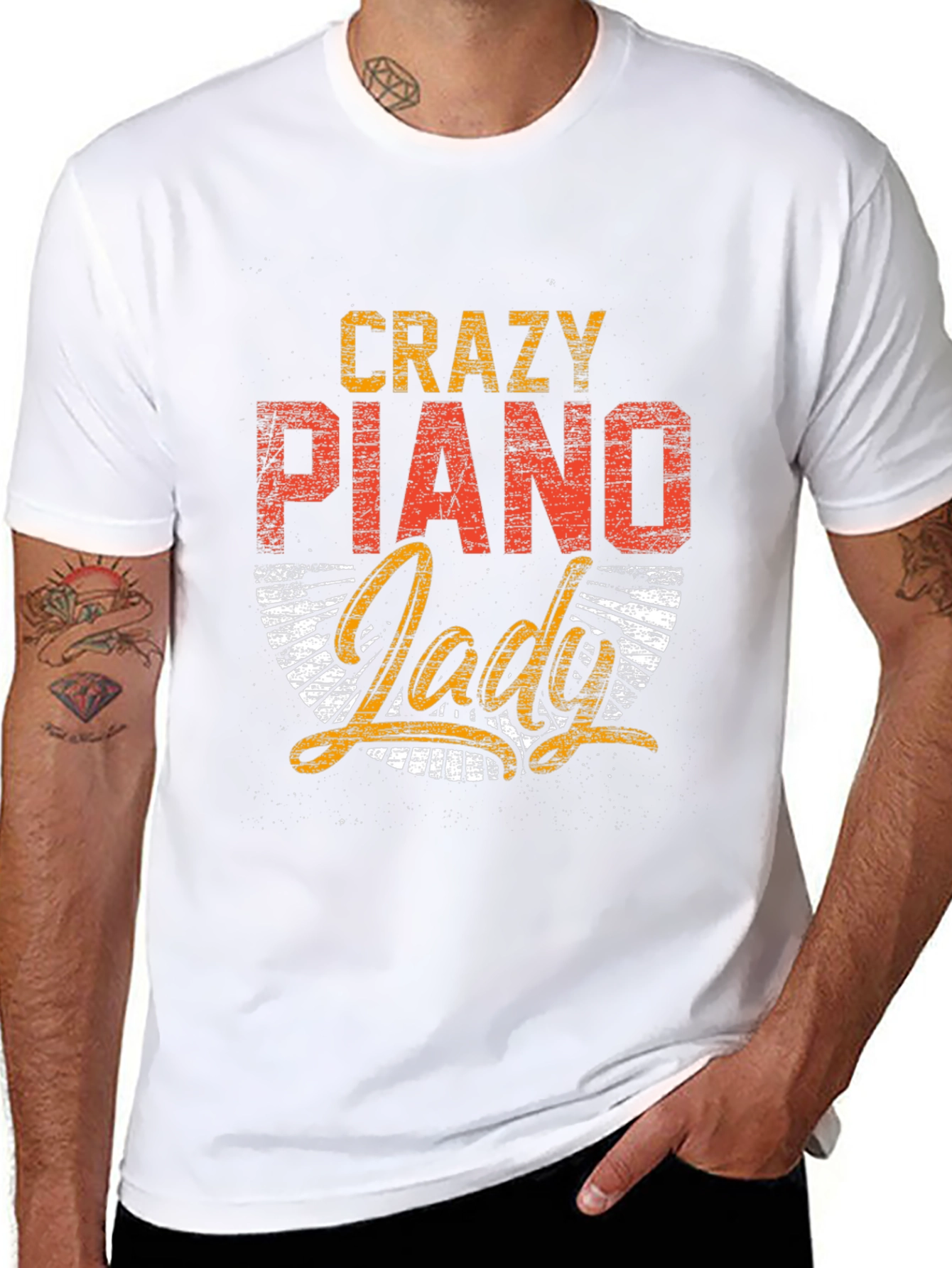Crazy Piano Lady Graphic Tee - Music Lover Shirt