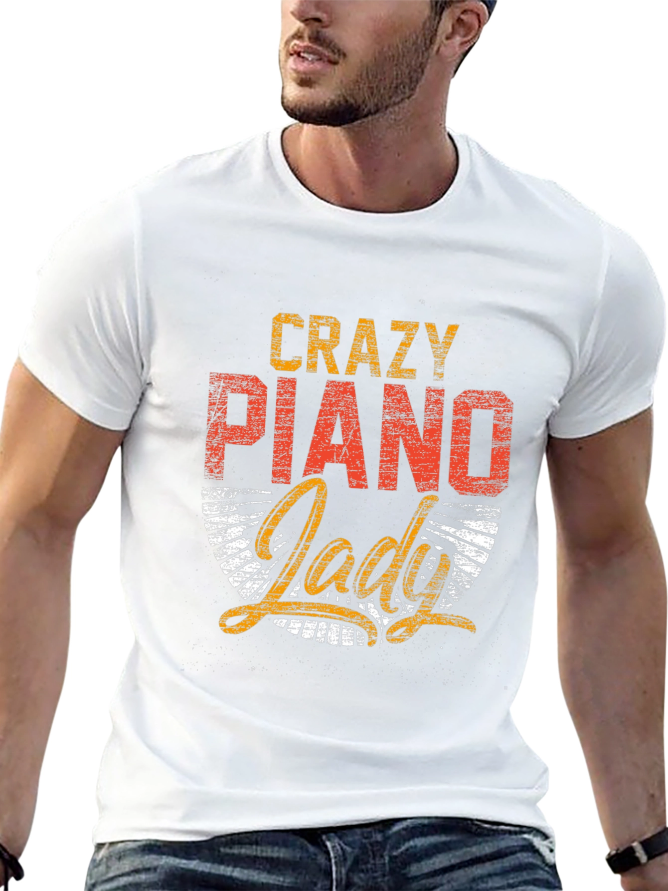 Crazy Piano Lady Graphic Tee - Music Lover Shirt