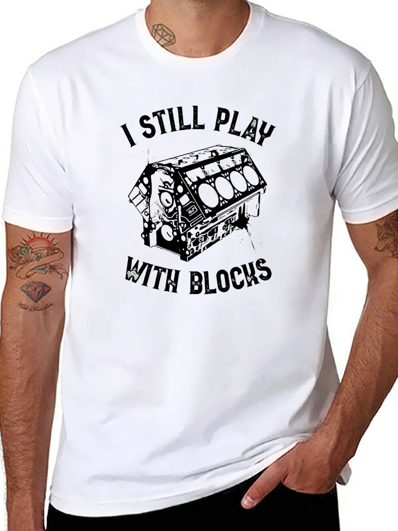 I Still Play With Blocks Funny Car Mechanic T-Shirt