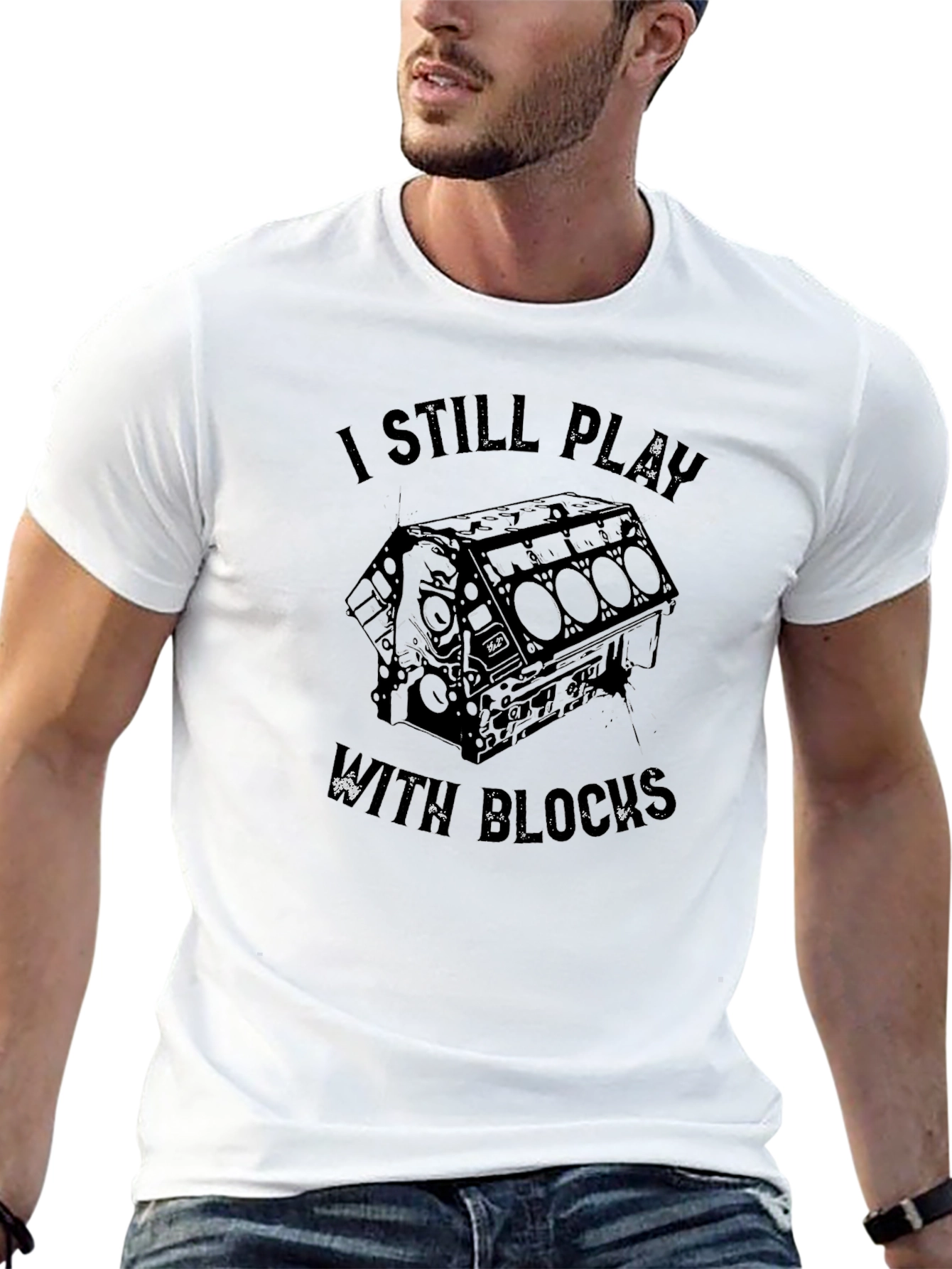 I Still Play With Blocks Funny Car Mechanic T-Shirt
