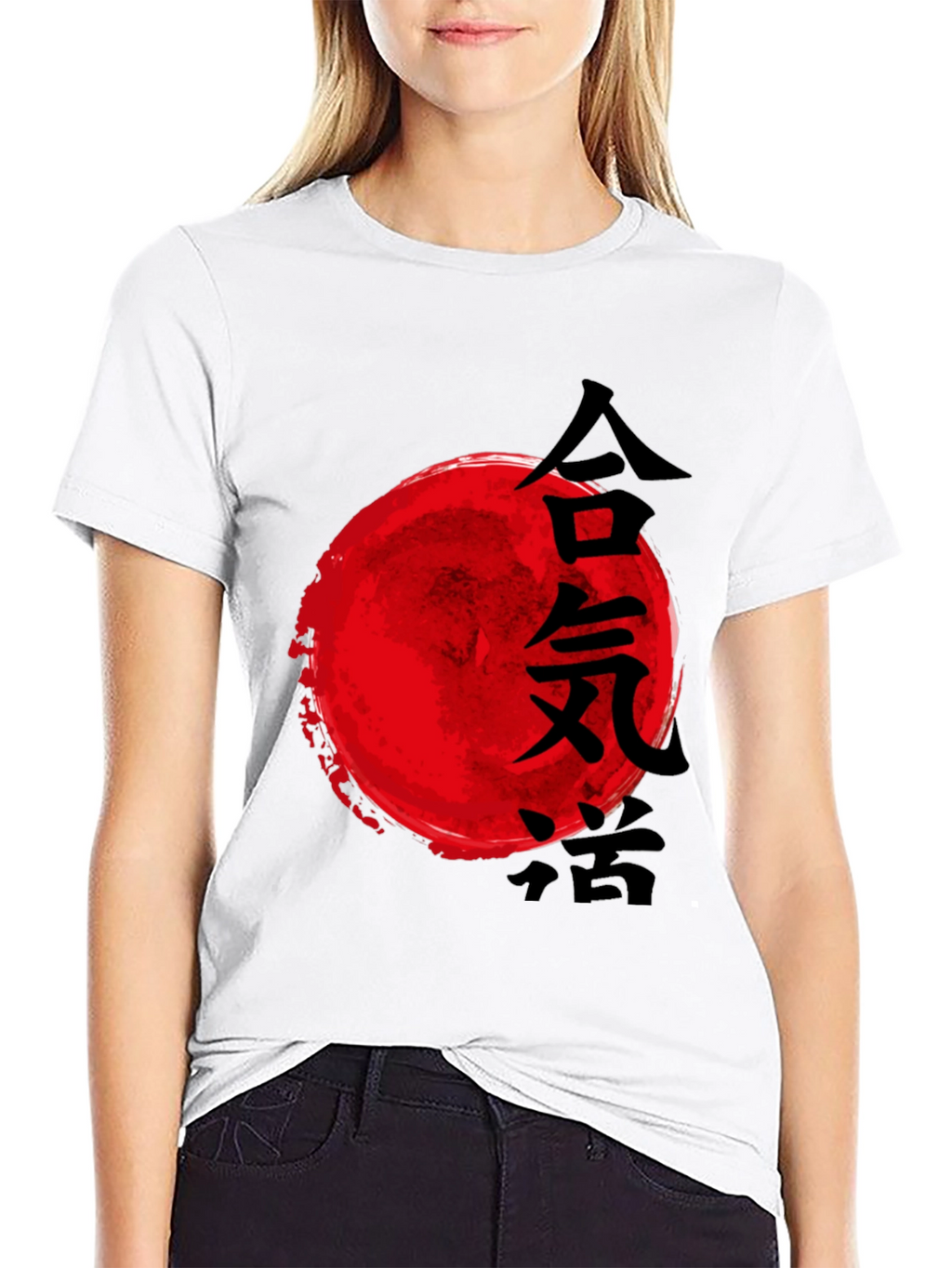 Aikido Kanji Red Sun Black T-Shirt