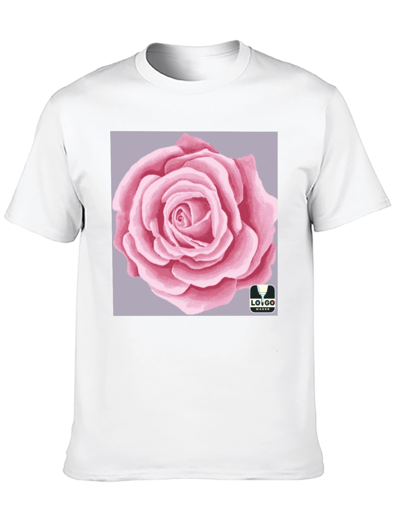 Mens Black T-Shirt with Rose Graphic