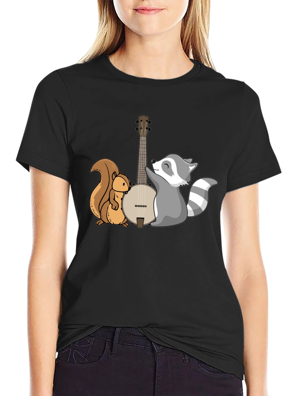 Squirrel and Raccoon Banjo Graphic Tee