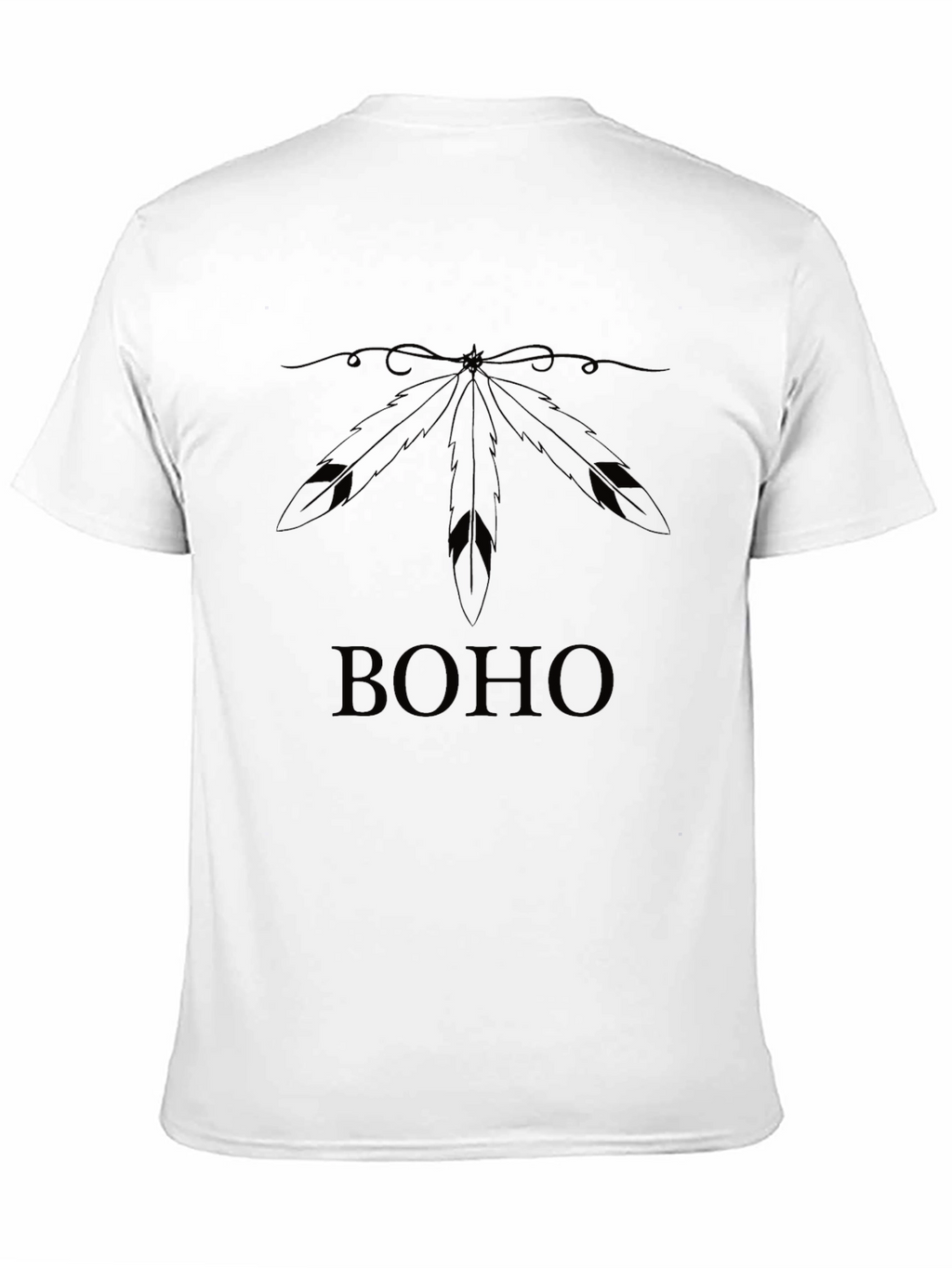 Boho Feather Graphic Tee - Black Unisex T-Shirt