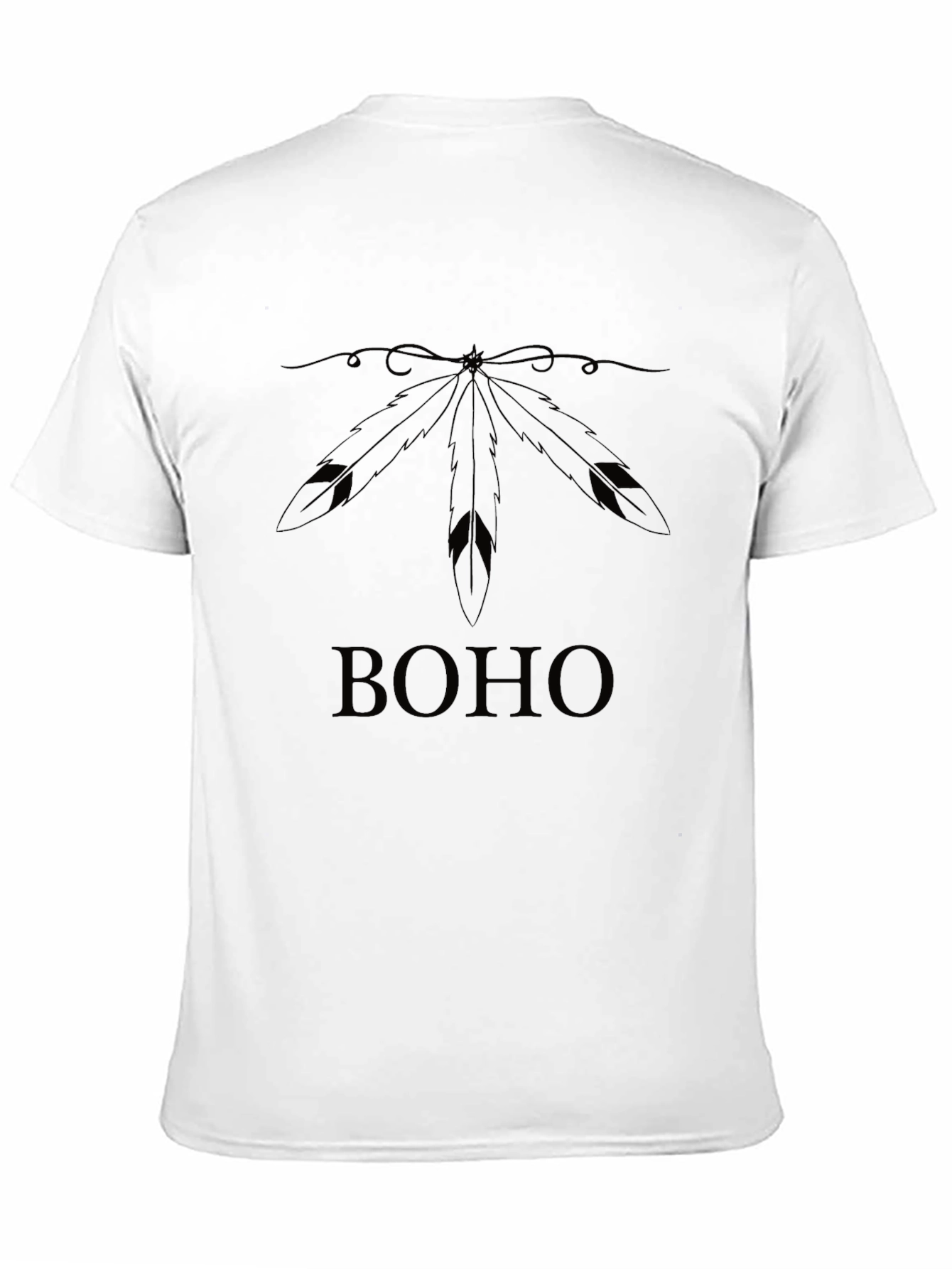 Boho Feather Graphic Tee - Black Unisex T-Shirt