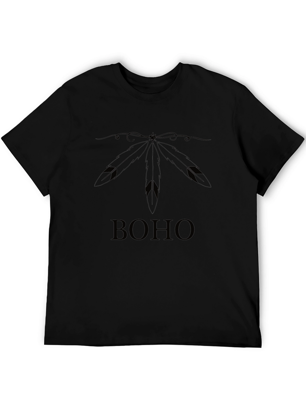 Boho Feather Graphic Tee - Black Unisex T-Shirt