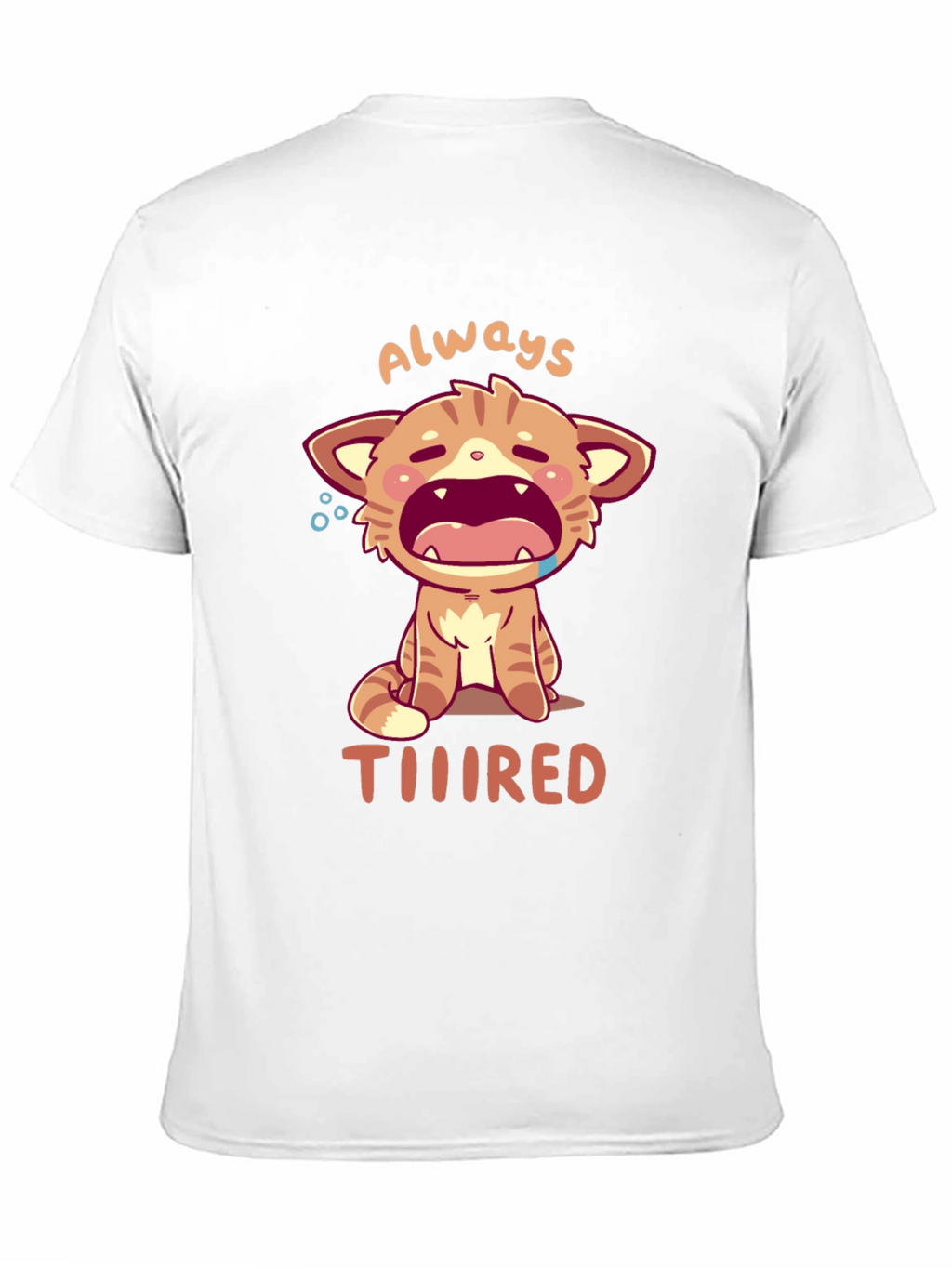 Always Tiiiired Cat Graphic Tee - Black Cotton T-Shirt