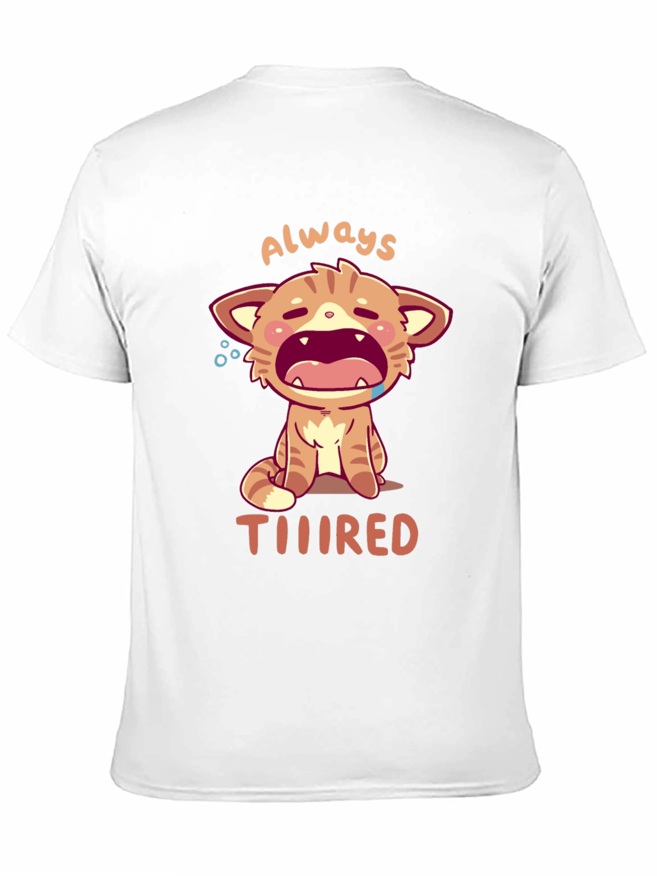 Always Tiiiired Cat Graphic Tee - Black Cotton T-Shirt