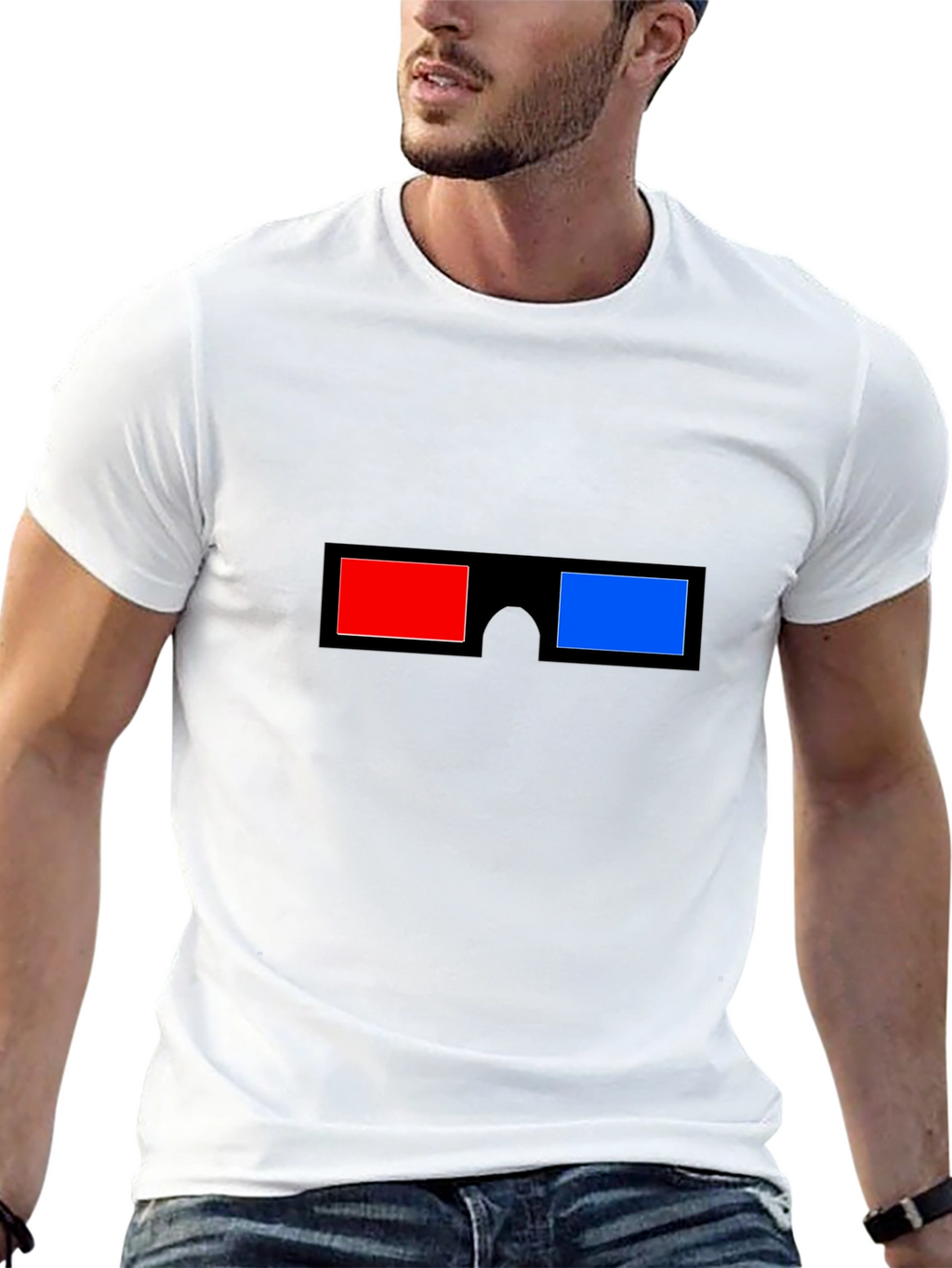 3D Glasses Graphic Tee - Anaglyph Vision Style T-Shirt