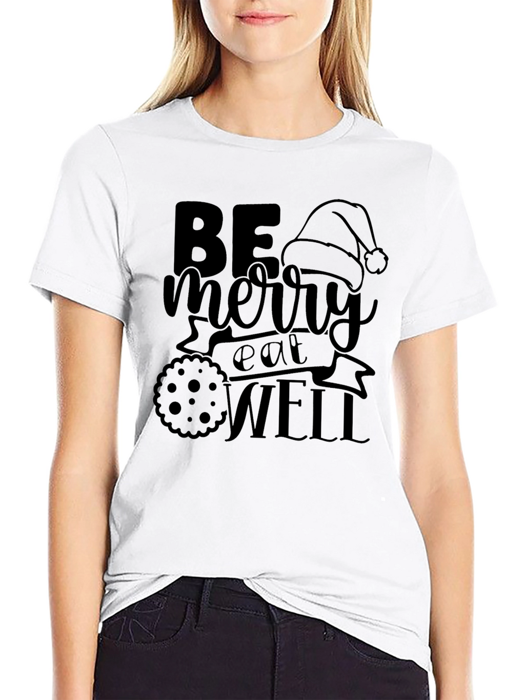 Be Merry Eat Well Black Holiday T-Shirt