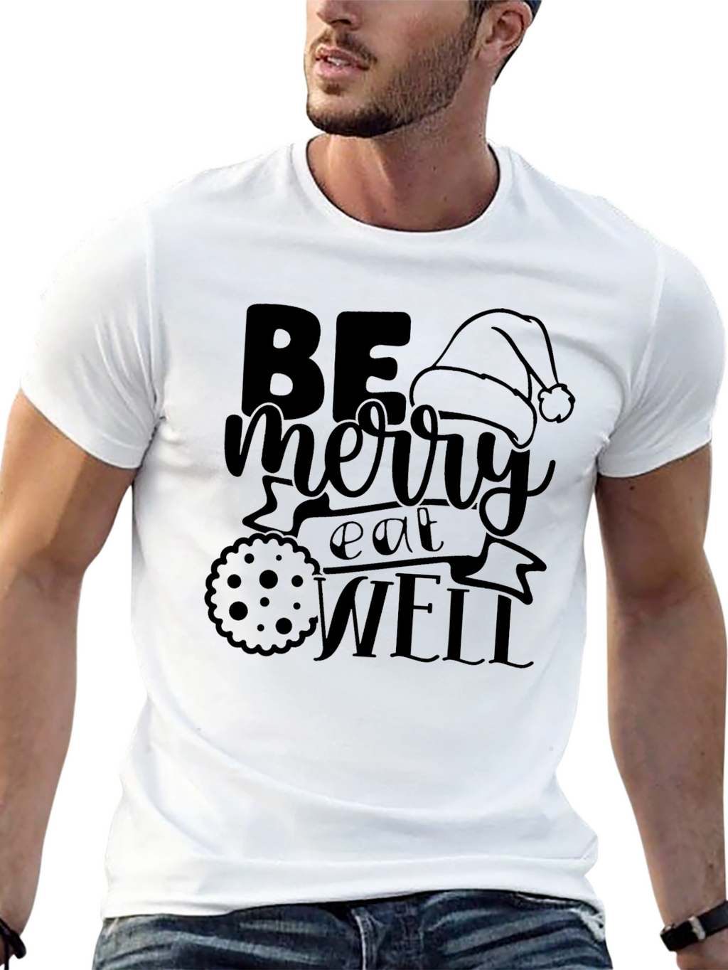 Be Merry Eat Well Black Holiday T-Shirt