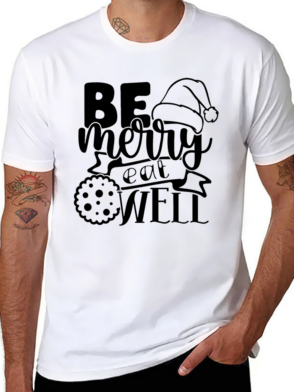 Be Merry Eat Well Black Holiday T-Shirt
