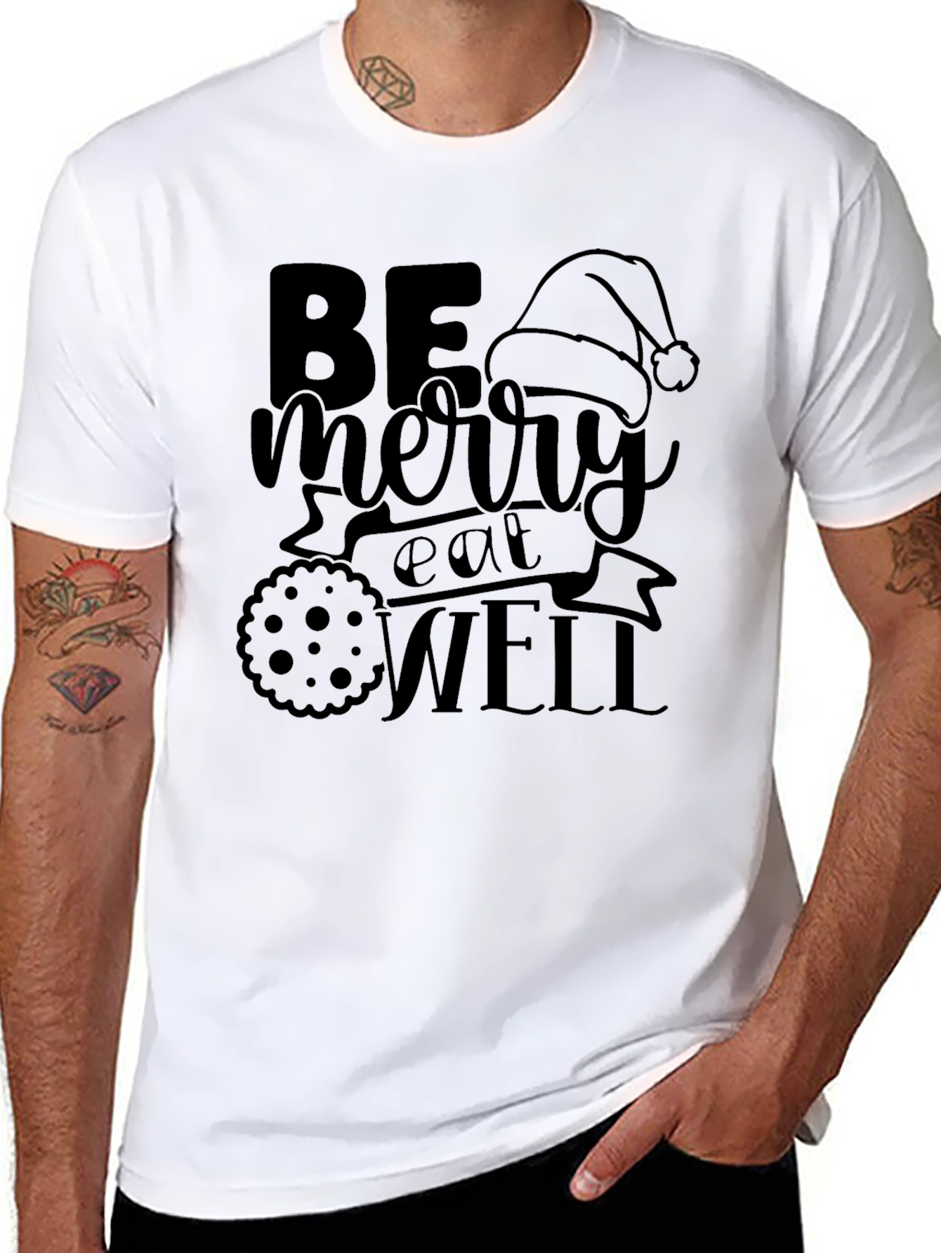 Be Merry Eat Well Black Holiday T-Shirt