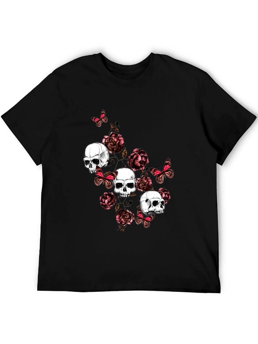 Skull & Roses Graphic Print T-Shirt