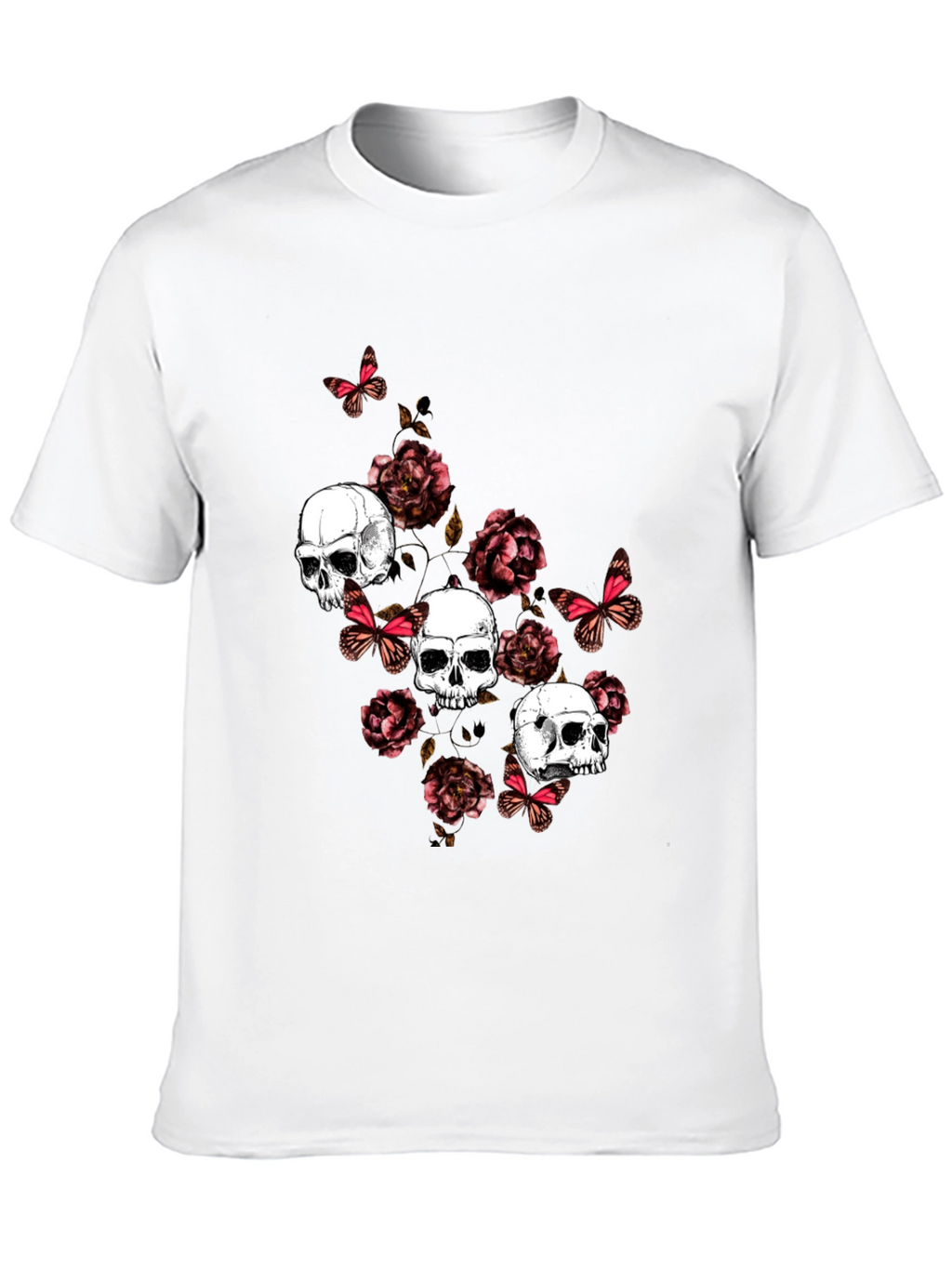 Skull & Roses Graphic Print T-Shirt