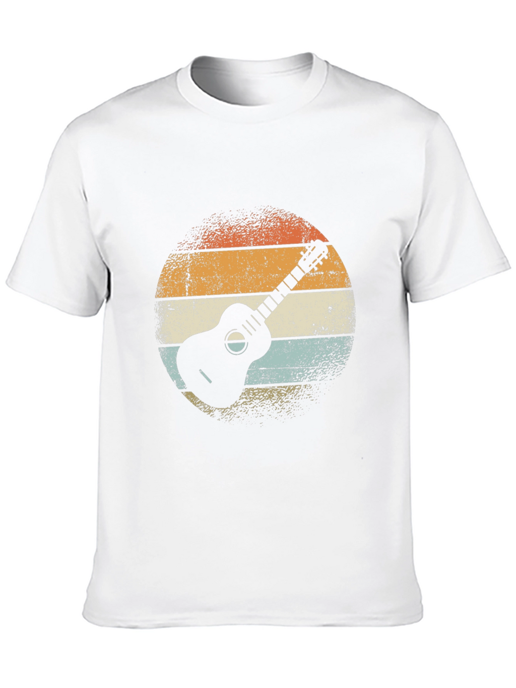 Retro Guitar Graphic Tee - Black Cotton T-Shirt