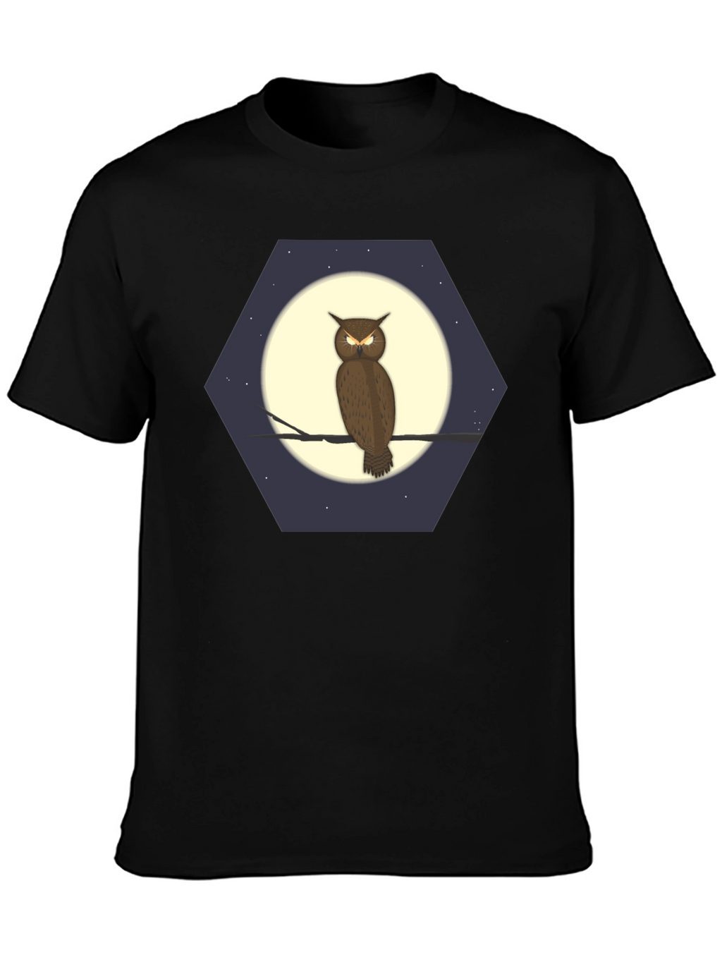 Owl Moon Hexagon Graphic T-Shirt