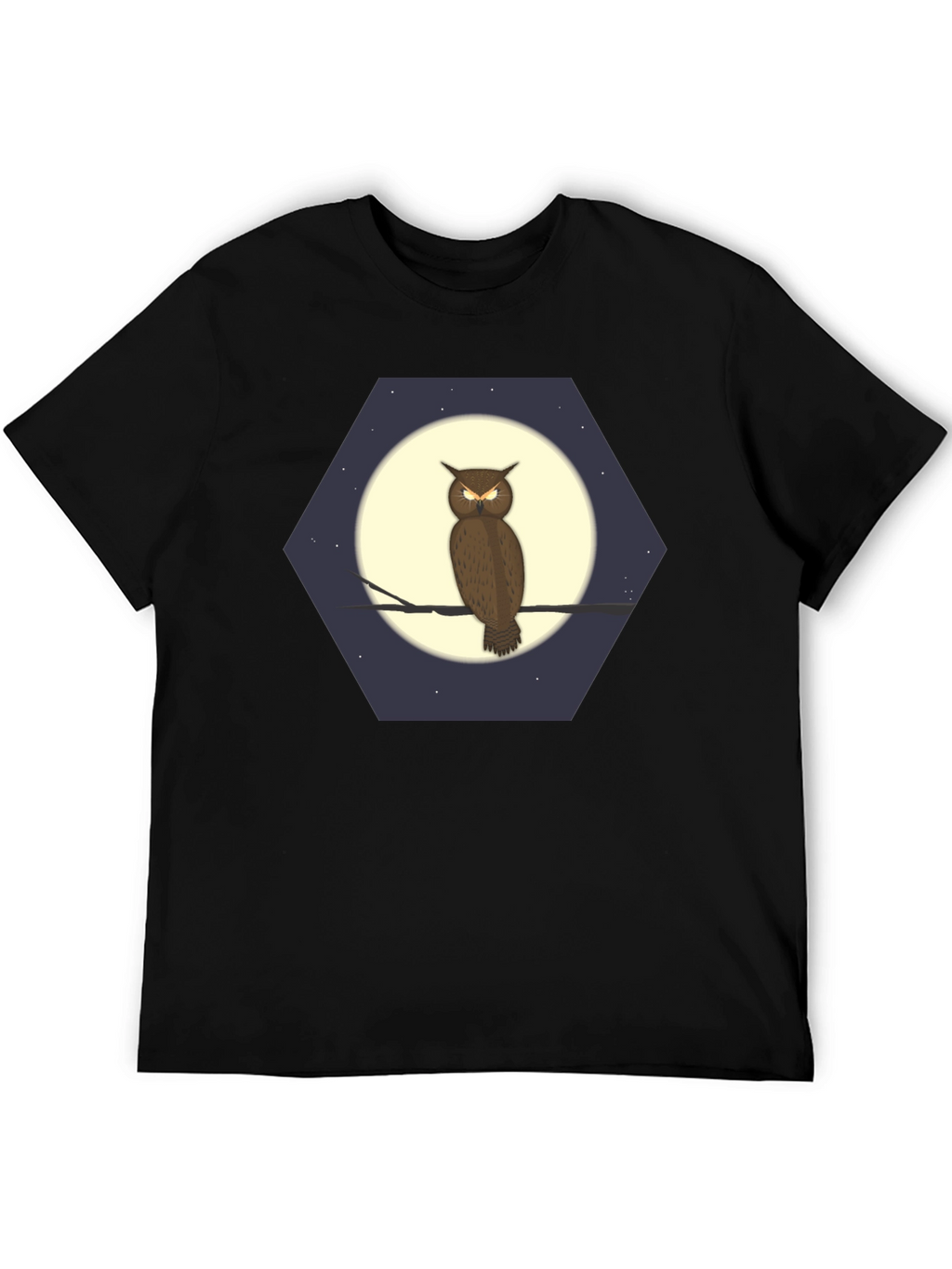 Owl Moon Hexagon Graphic T-Shirt