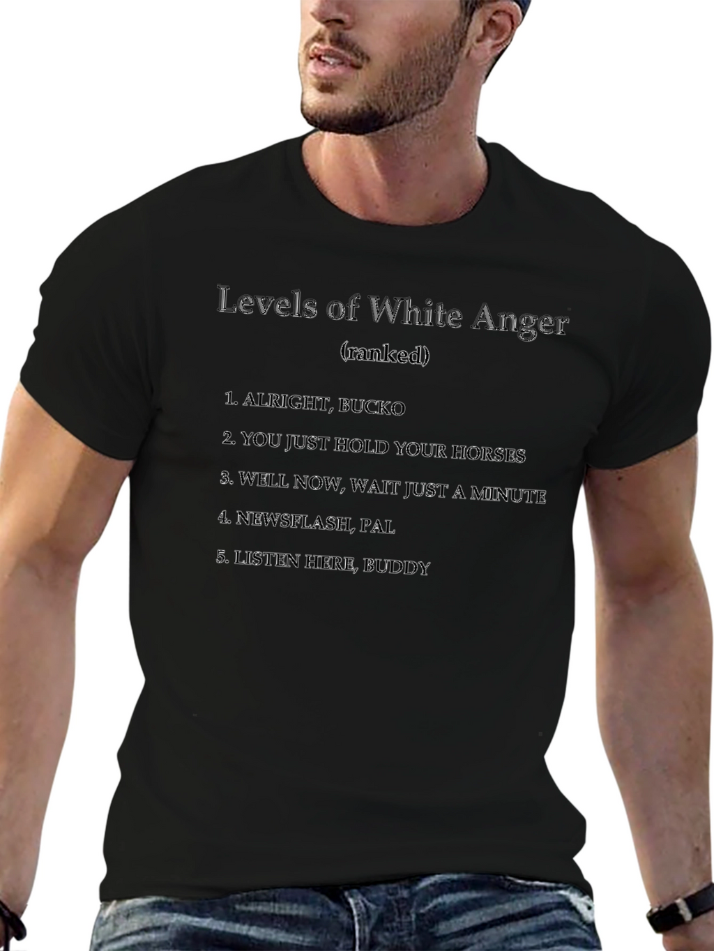 Levels of White Anger T-Shirt Funny Sarcastic Tee