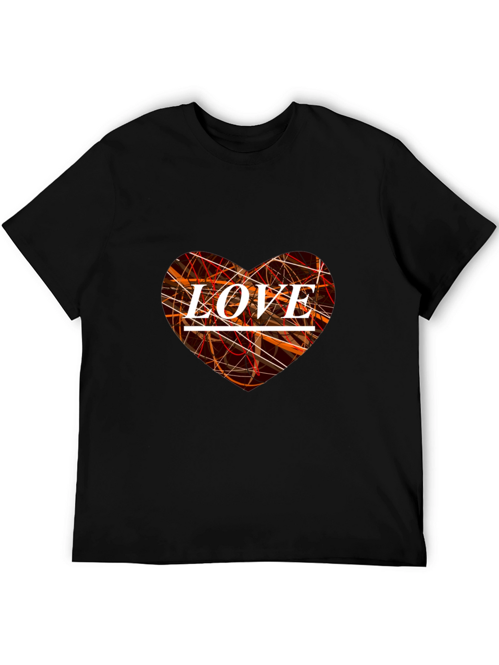 Love Heart Graphic Print Black T-Shirt