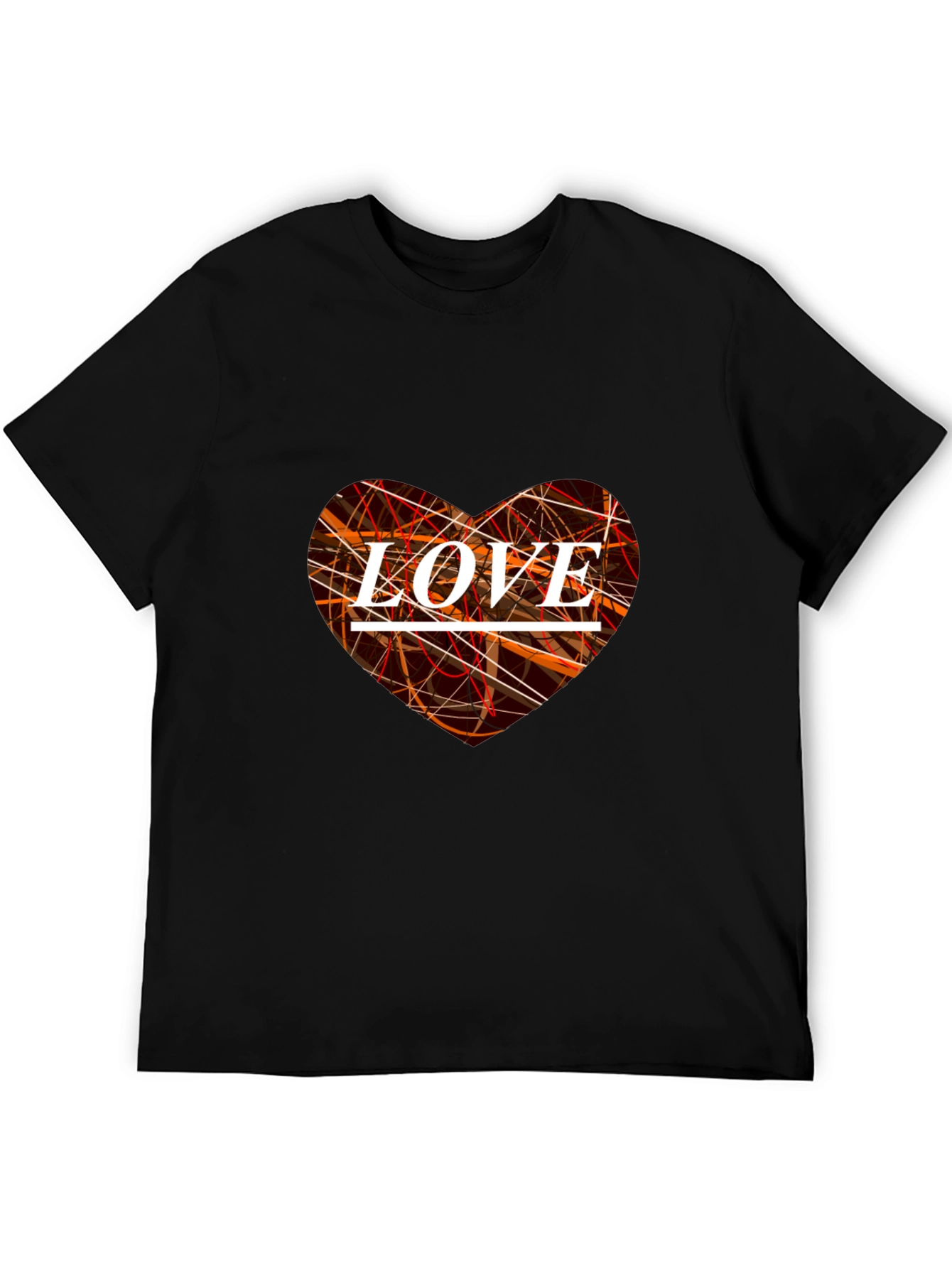 Love Heart Graphic Print Black T-Shirt