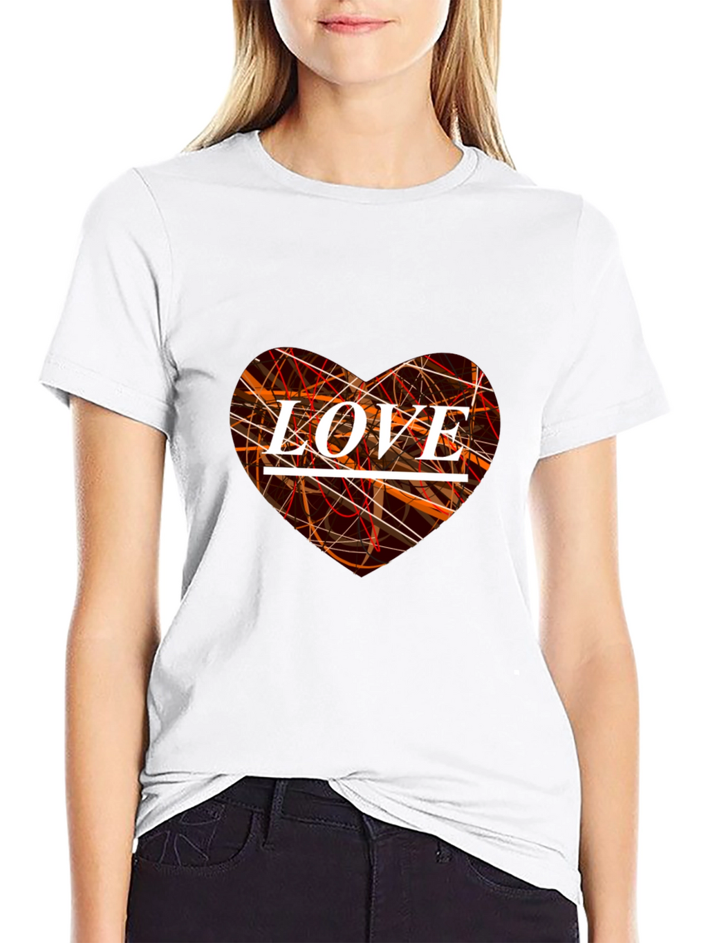 Love Heart Graphic Print Black T-Shirt