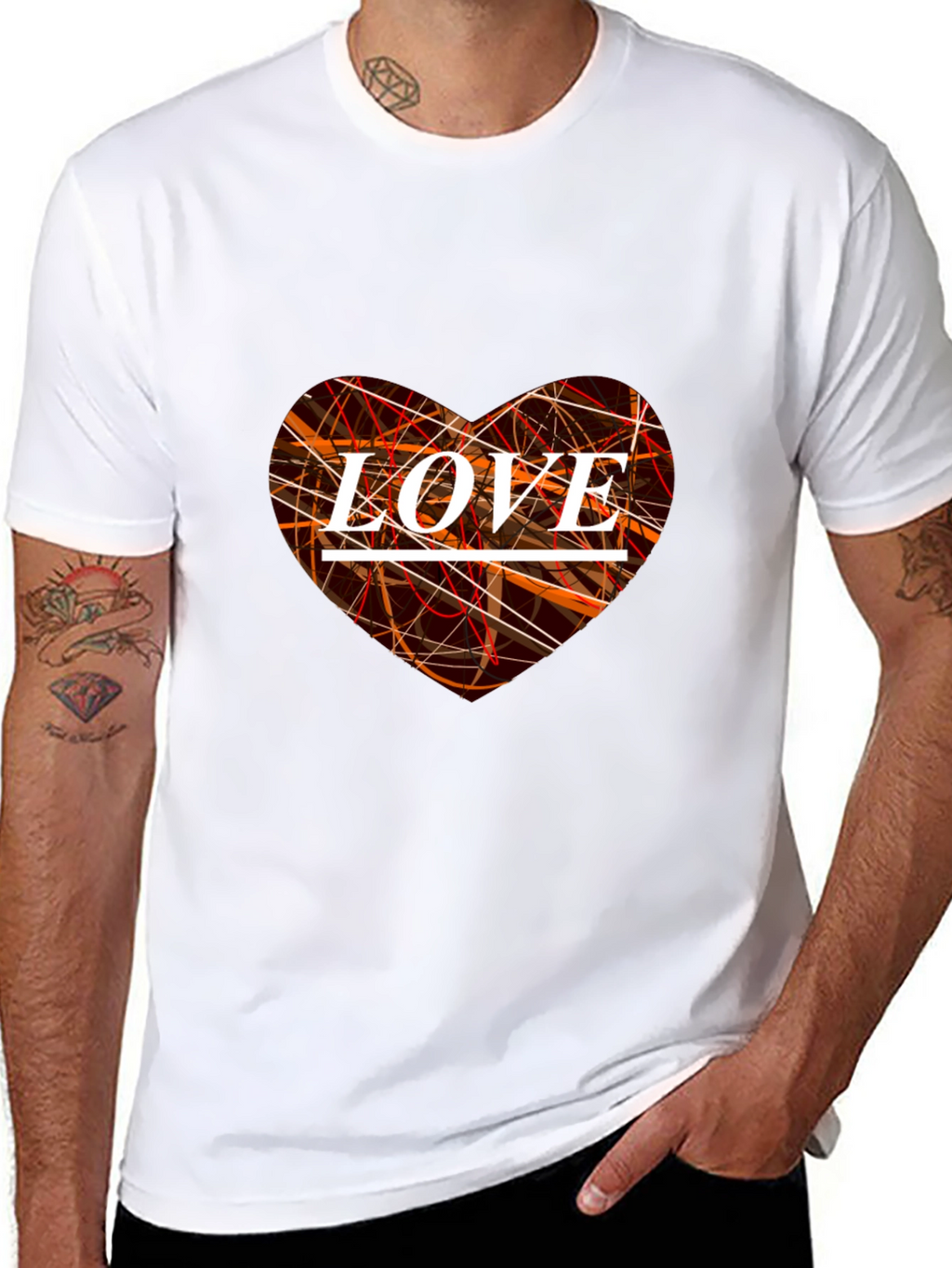 Love Heart Graphic Print Black T-Shirt