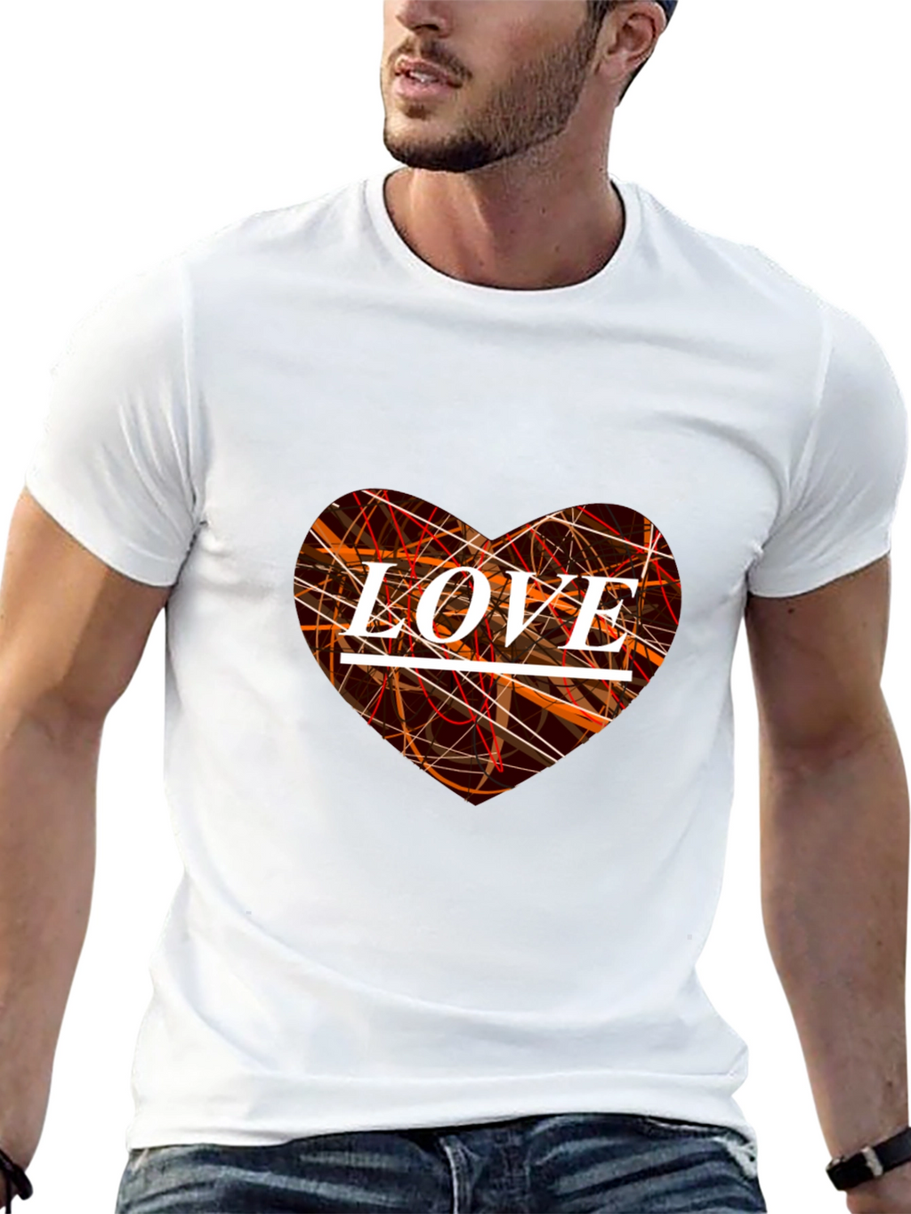 Love Heart Graphic Print Black T-Shirt