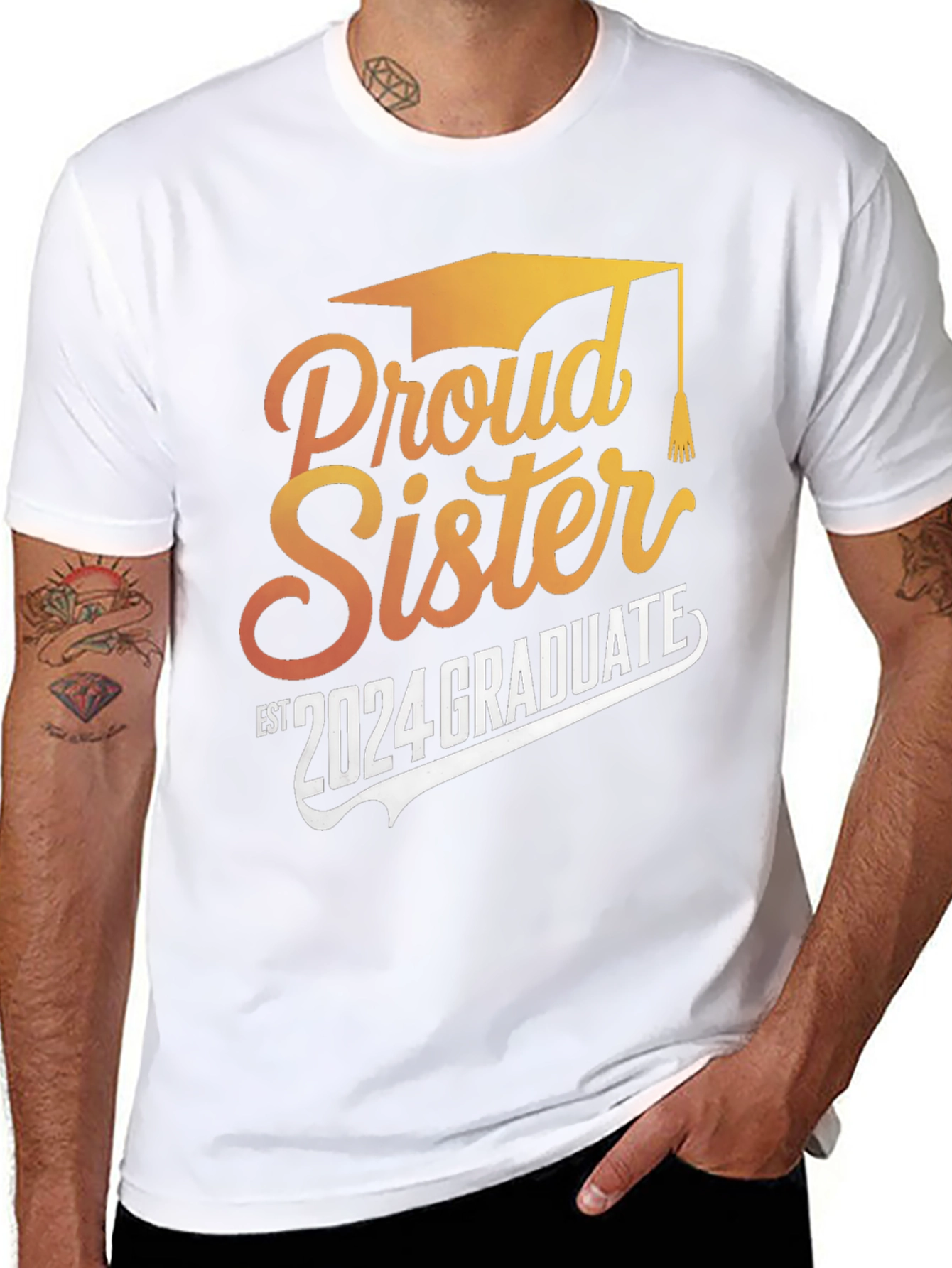 Proud Sister 2024 Graduate Black T-Shirt