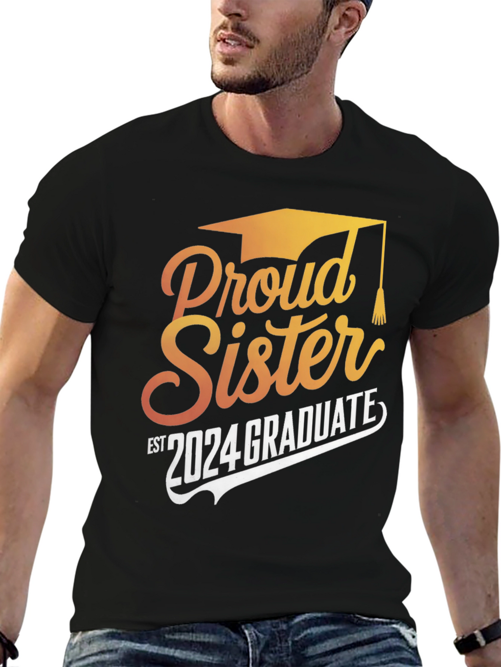 Proud Sister 2024 Graduate Black T-Shirt