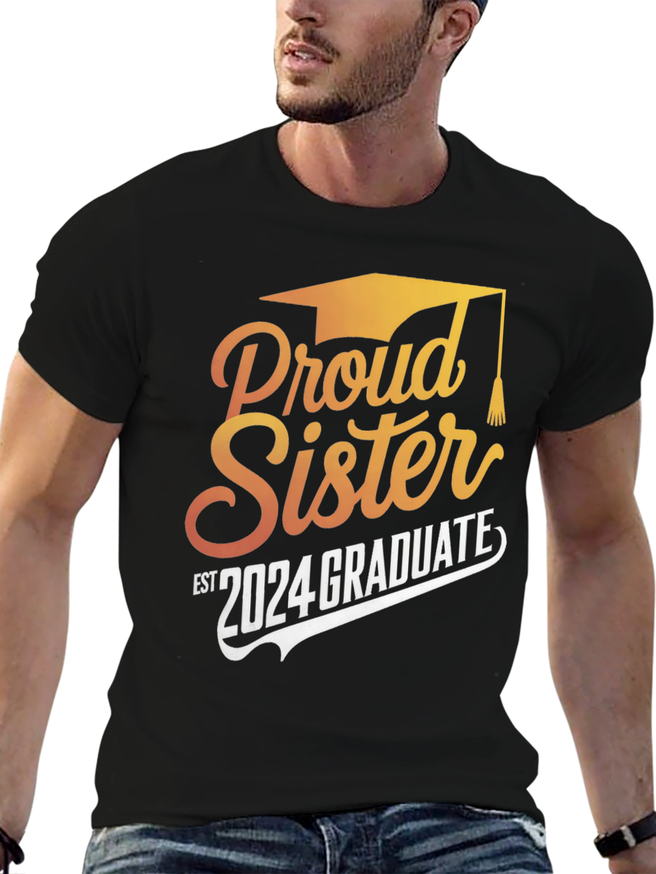 Proud Sister 2024 Graduate Black T-Shirt
