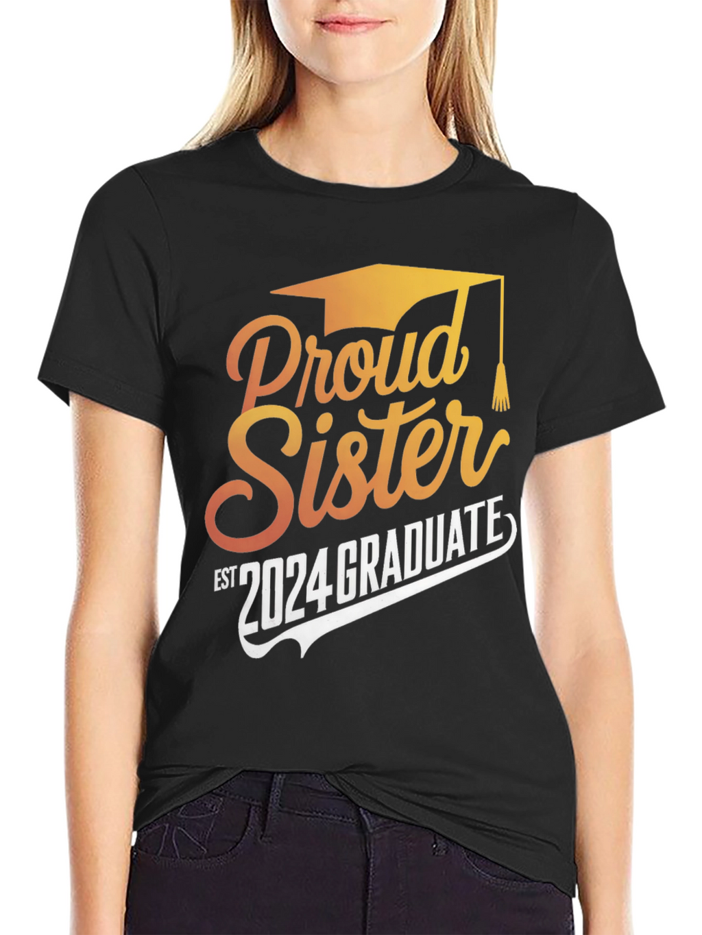 Proud Sister 2024 Graduate Black T-Shirt