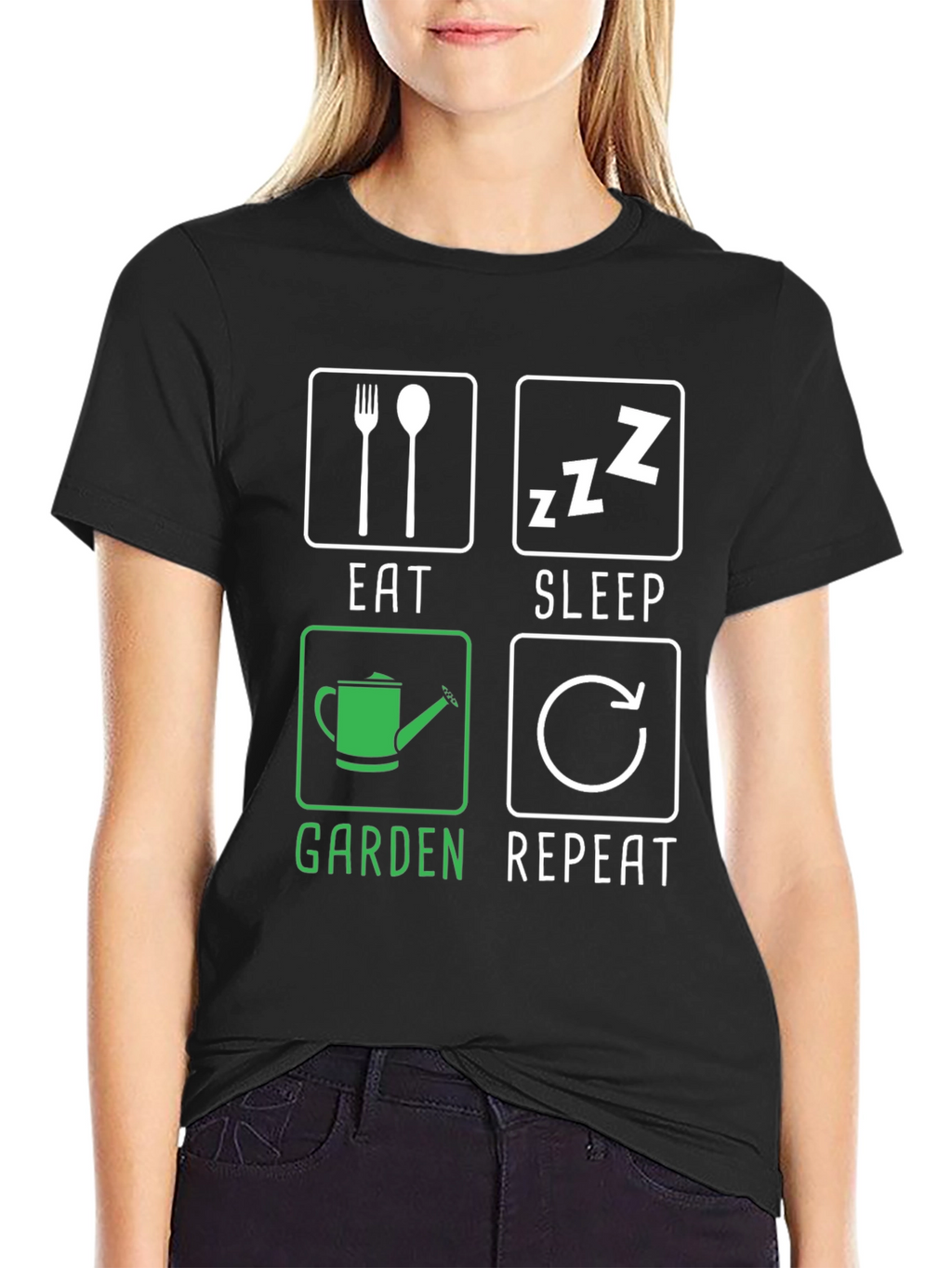 Eat Sleep Garden Repeat Black T-Shirt