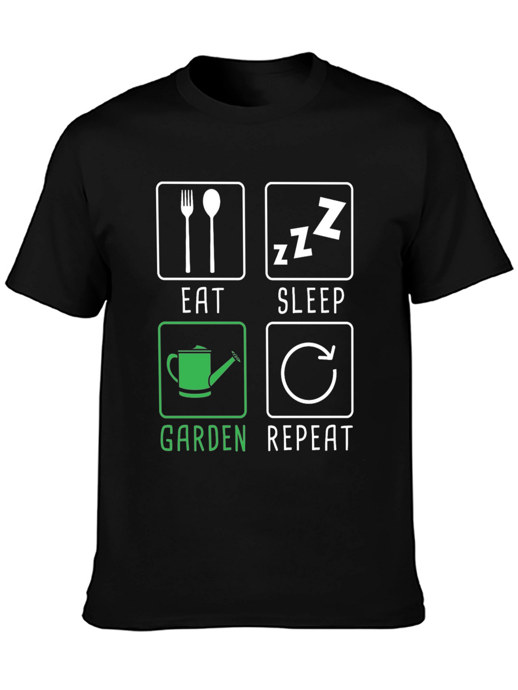 Eat Sleep Garden Repeat Black T-Shirt