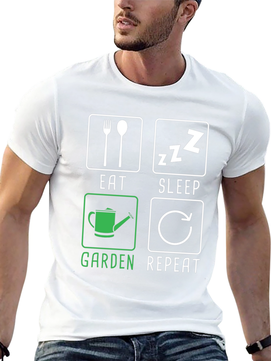 Eat Sleep Garden Repeat Black T-Shirt