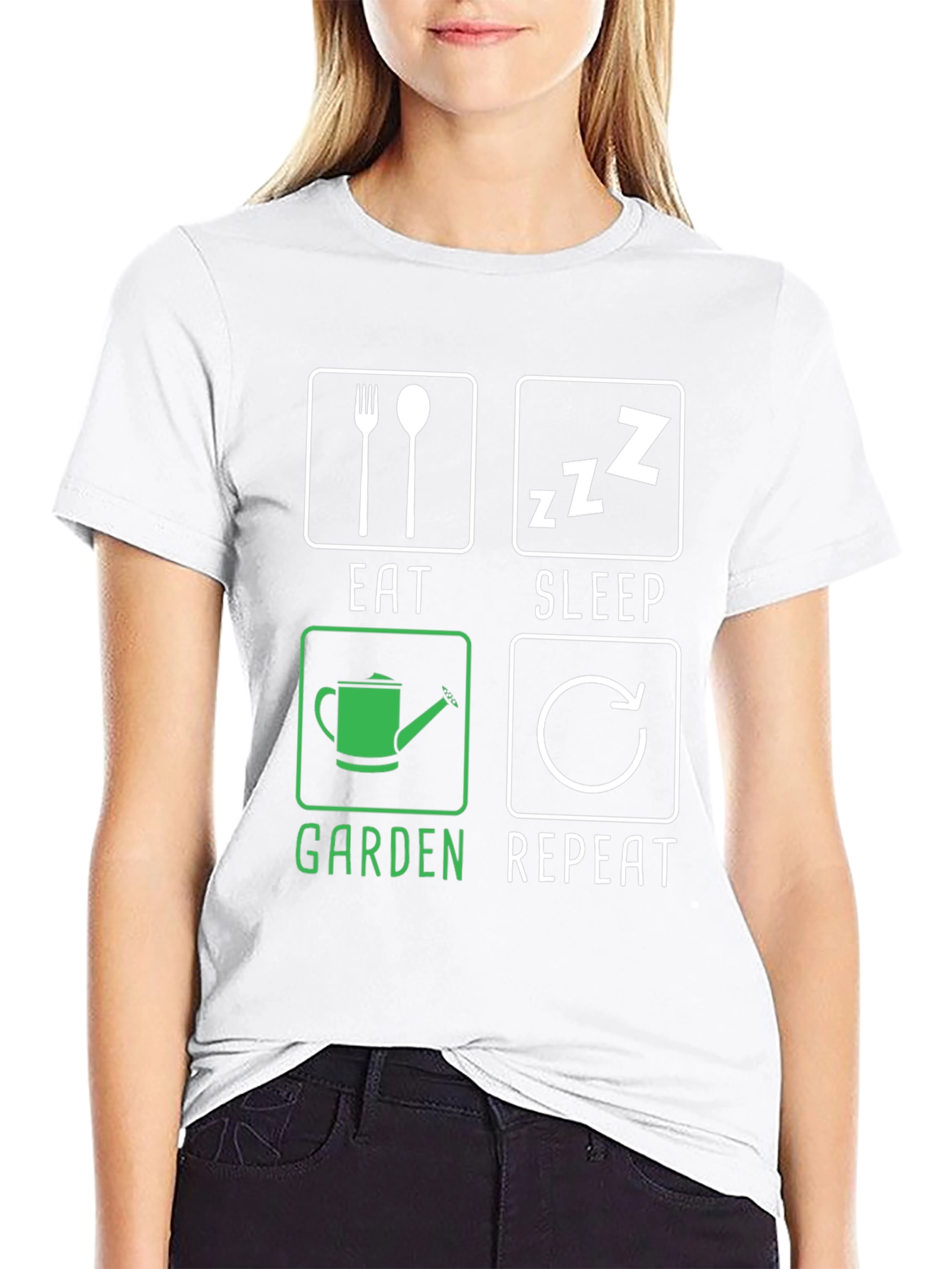 Eat Sleep Garden Repeat Black T-Shirt