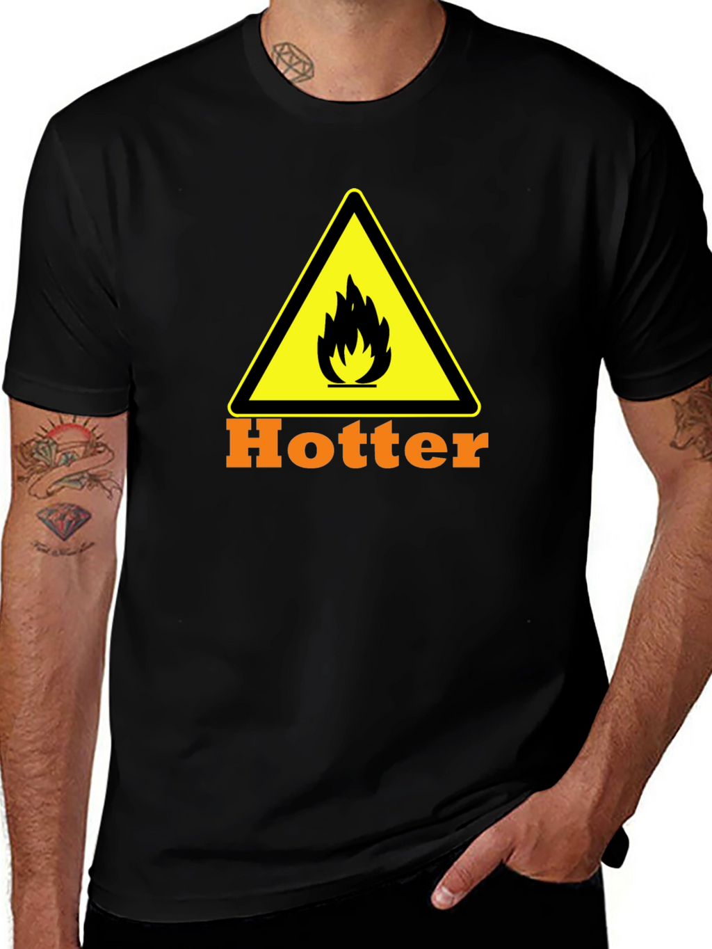 Hotter Warning T-Shirt - Black Cotton Tee