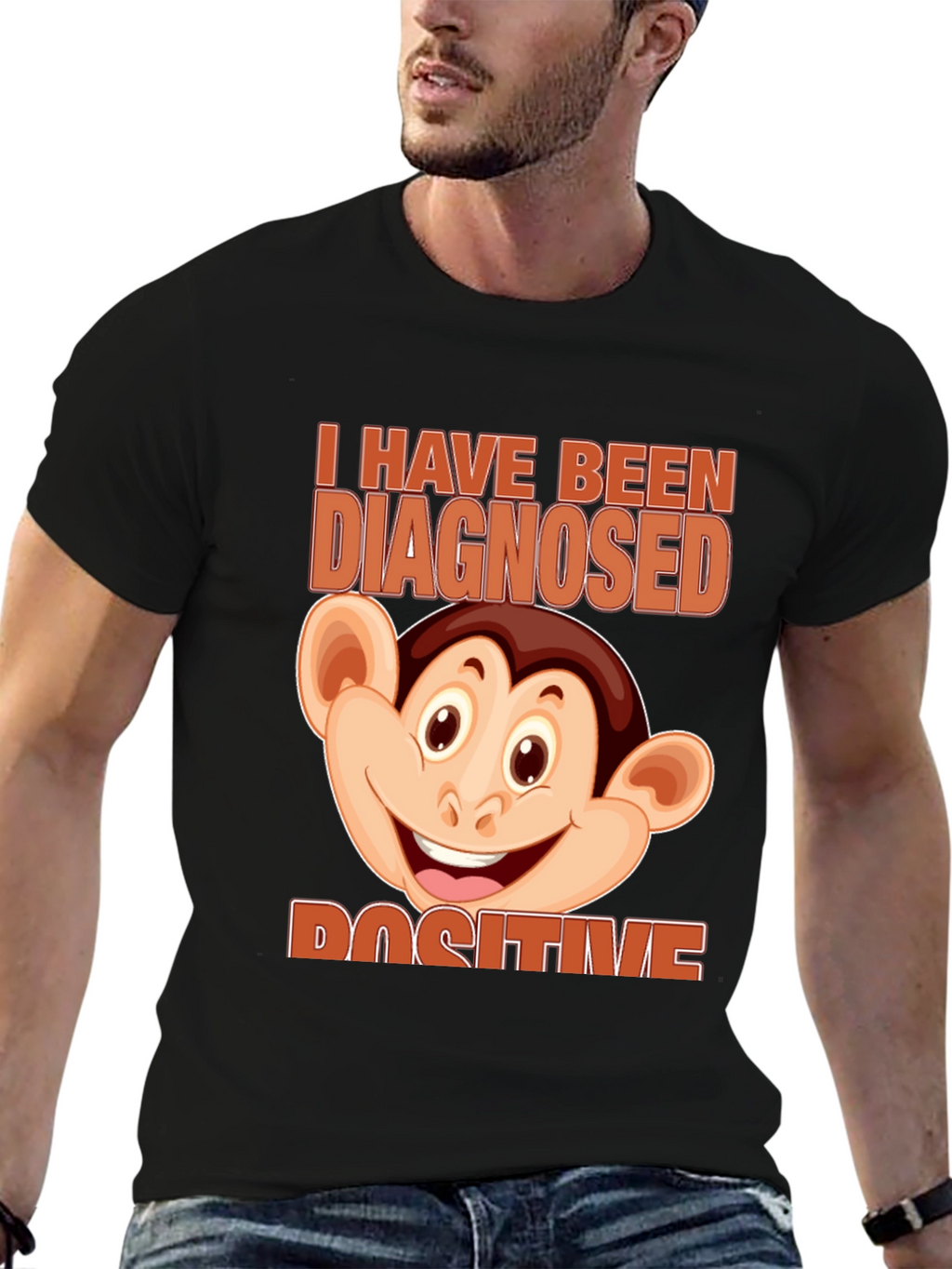 Diagnosed Positive Monkey Graphic T-Shirt