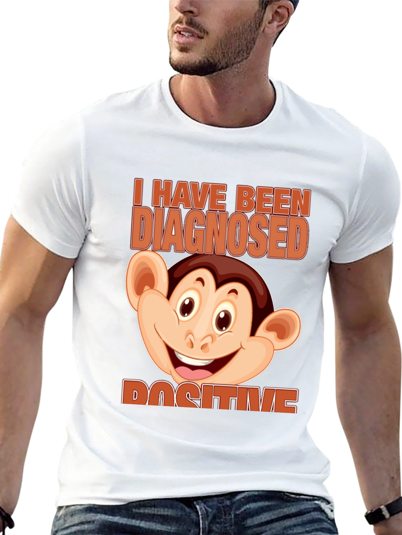 Diagnosed Positive Monkey Graphic T-Shirt