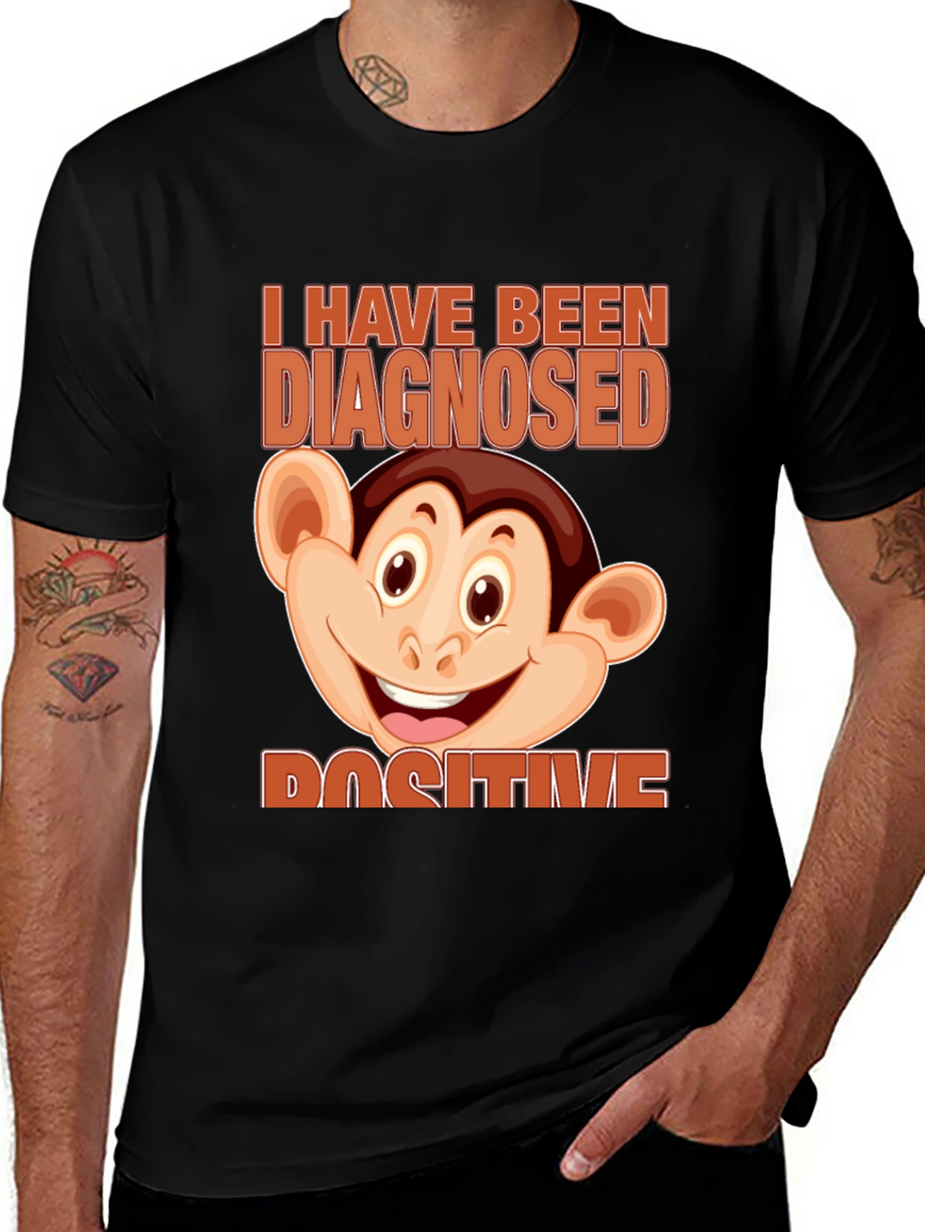 Diagnosed Positive Monkey Graphic T-Shirt