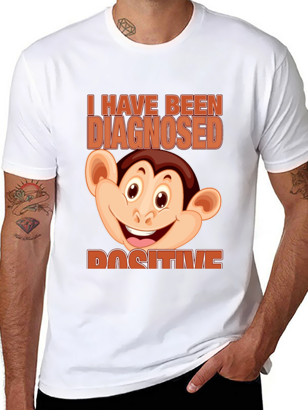 Diagnosed Positive Monkey Graphic T-Shirt
