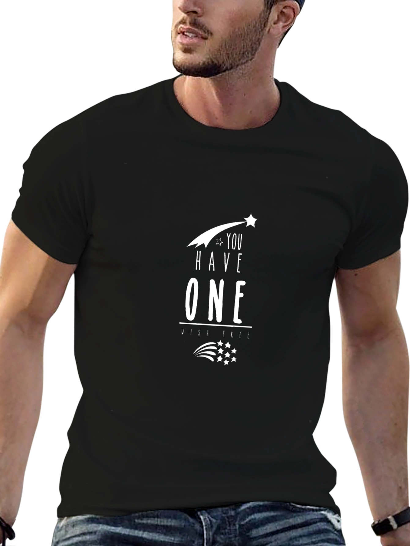 Wish Upon a Star Graphic Tee - Black Cotton
