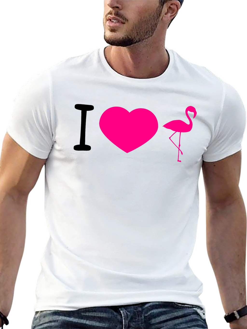 I Love Flamingos T-Shirt - Hot Pink Design