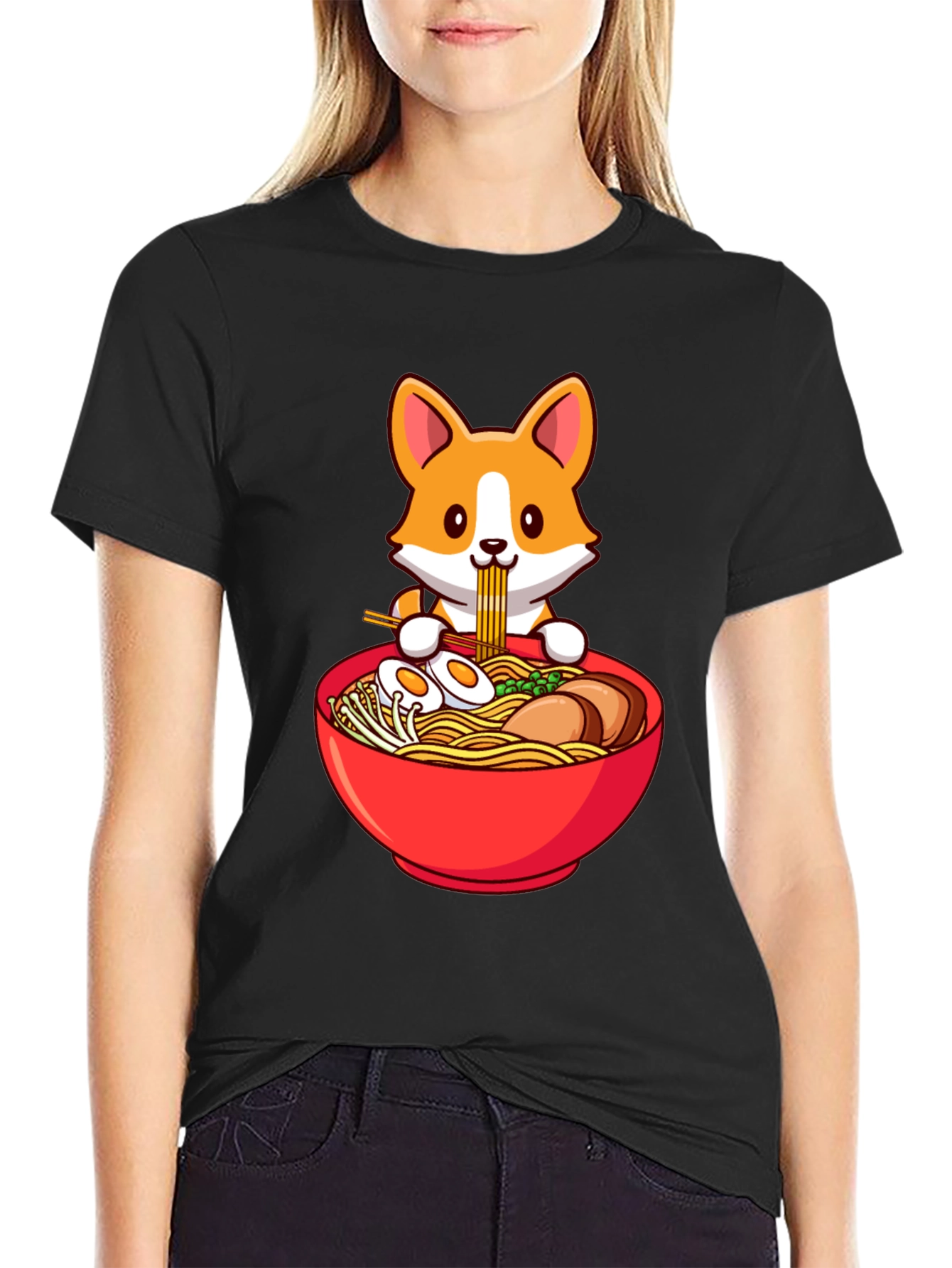 Corgi Ramen T-Shirt - Cute Noodle Lover Tee