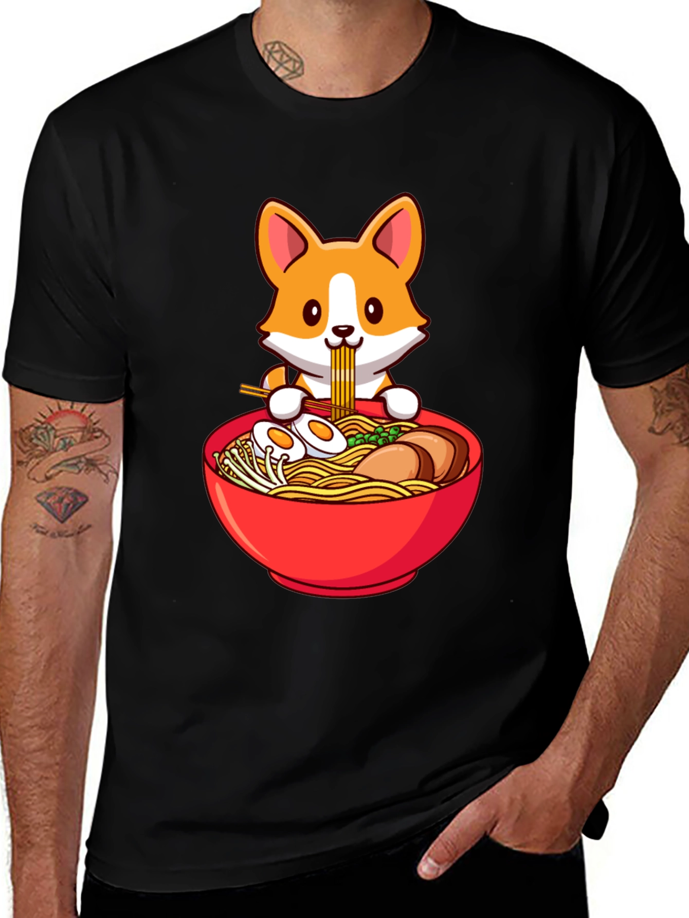 Corgi Ramen T-Shirt - Cute Noodle Lover Tee