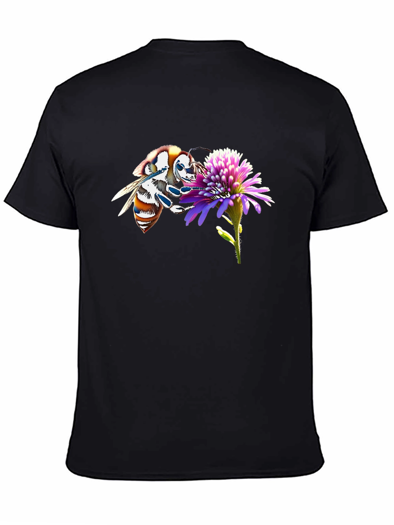 Bee on Flower Black T-Shirt