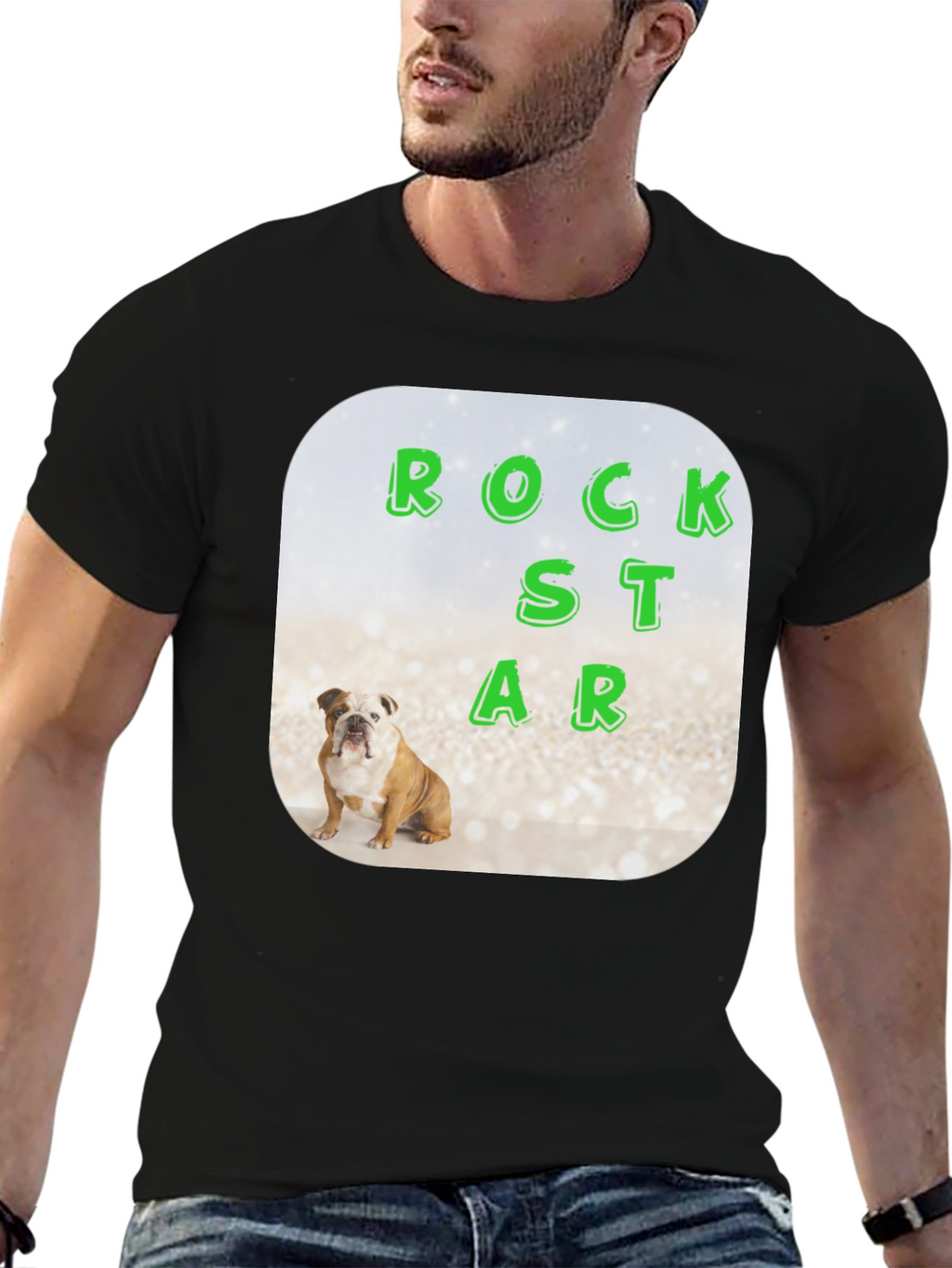 Rockstar Bulldog Graphic Tee - Mens Black T-Shirt