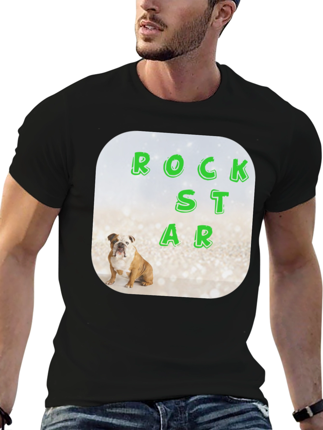 Rockstar Bulldog Graphic Tee - Mens Black T-Shirt
